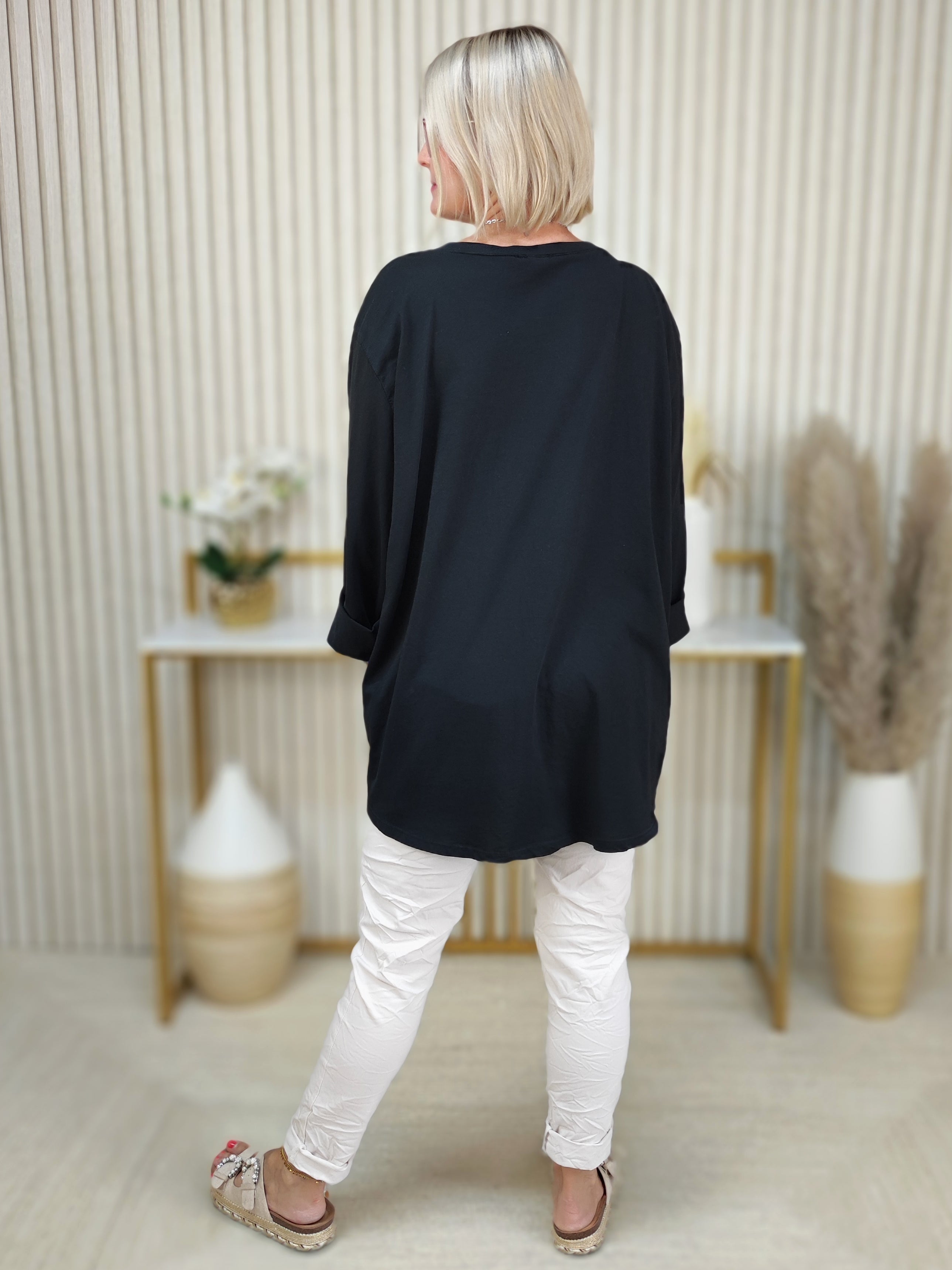 Langarmshirt "Five" schwarz (38-44)