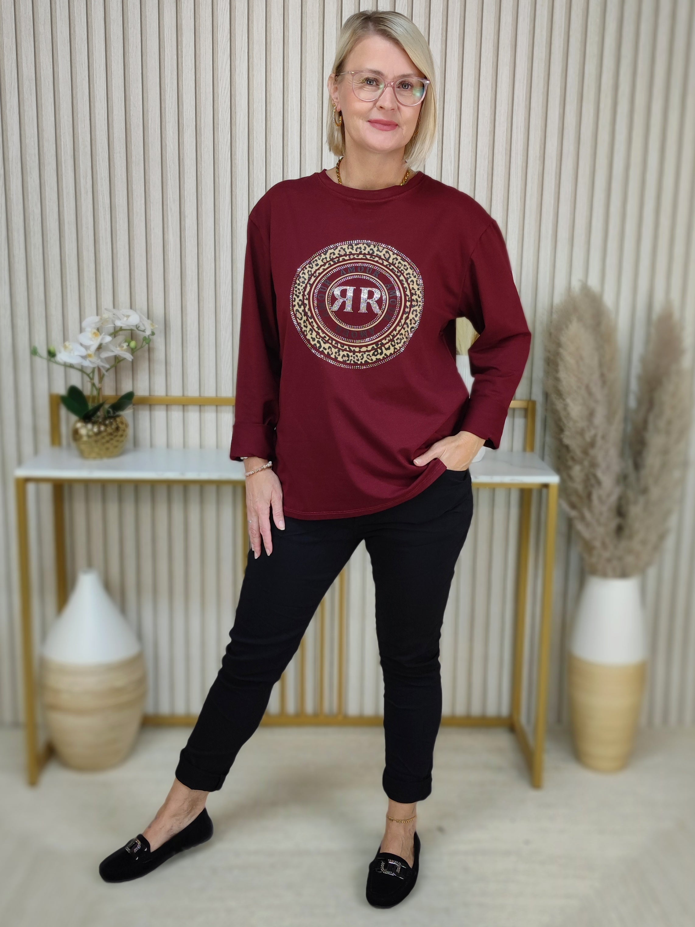 Langarmshirt "Amour" vino (36-42)