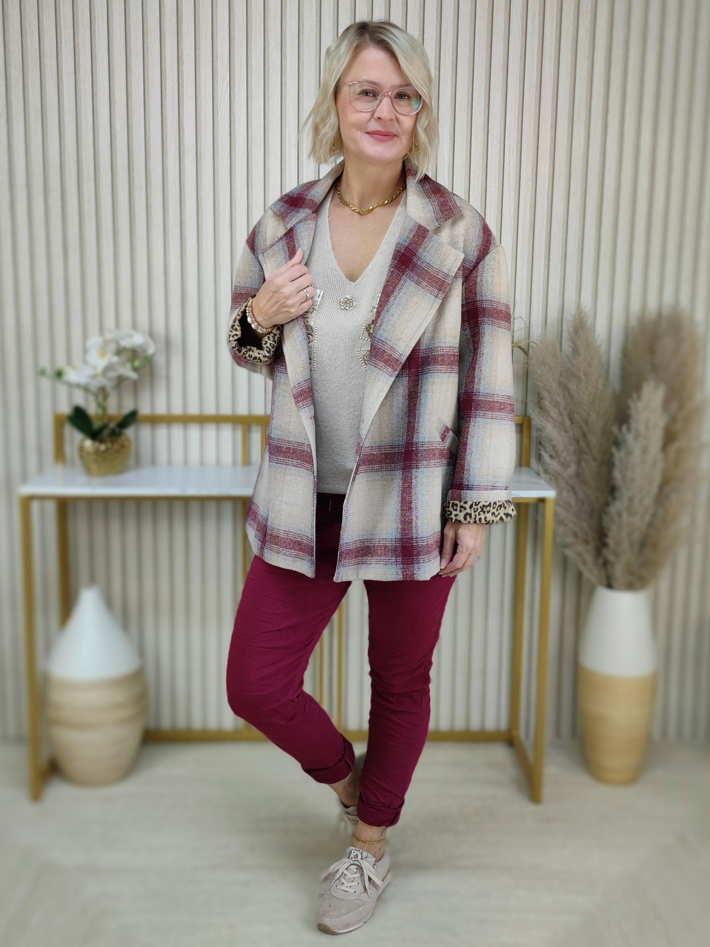 Jacke "Emily" vino/beige (38-44)