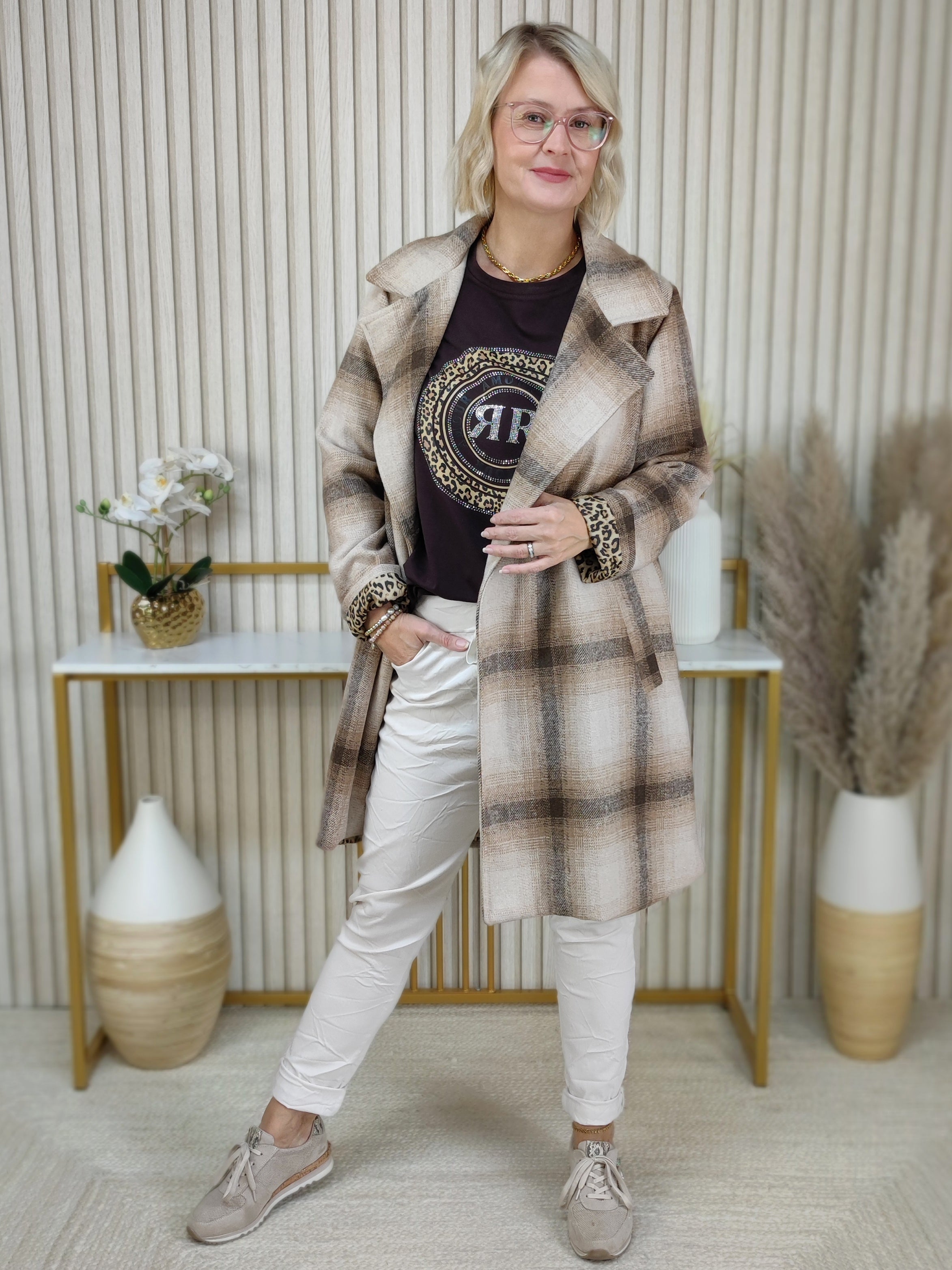 Mantel "Emily" braun/beige (36-40/42)