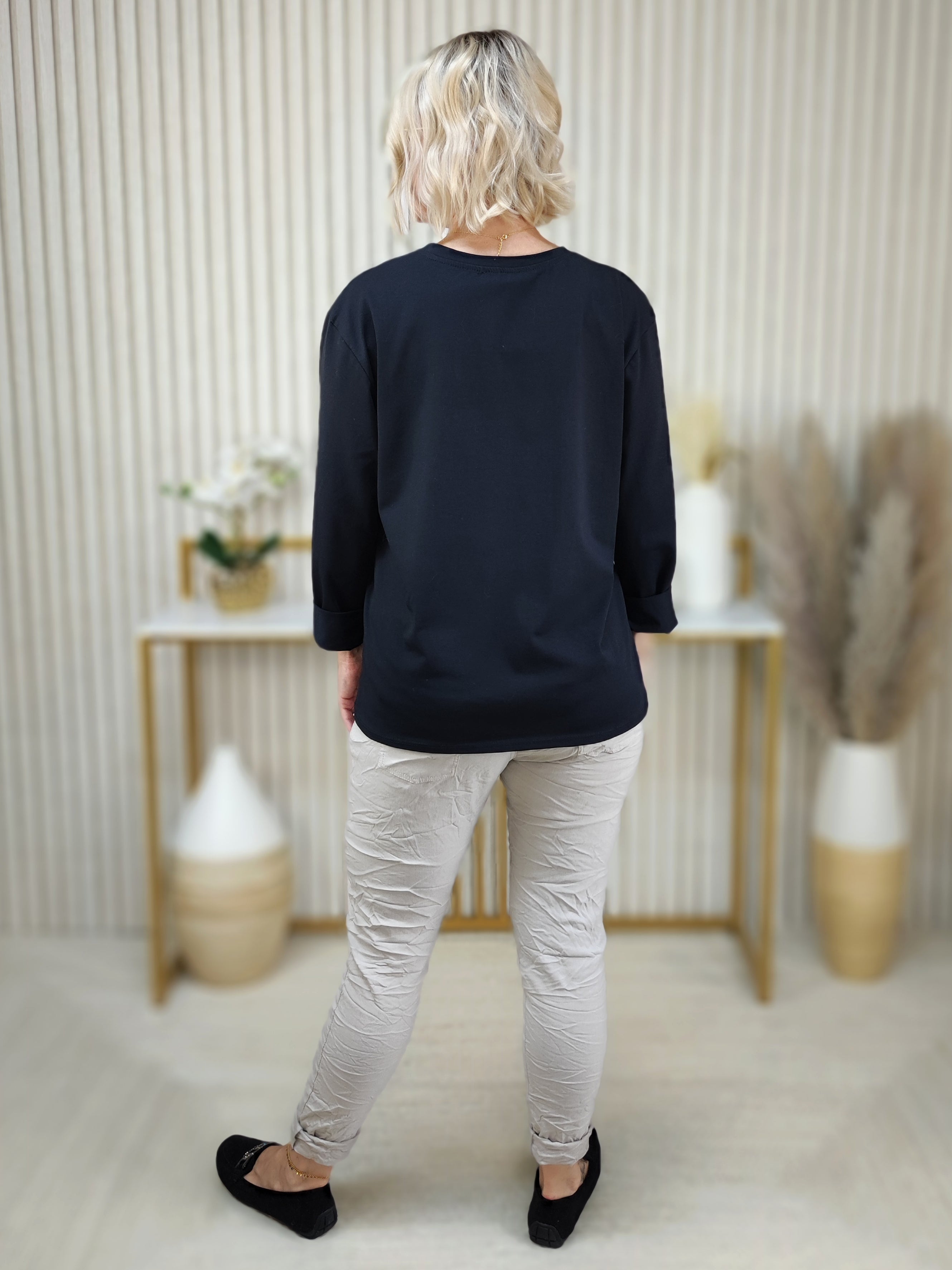 Langarmshirt "Flacon" schwarz in 2 Größen (38-42, 44/46-48)