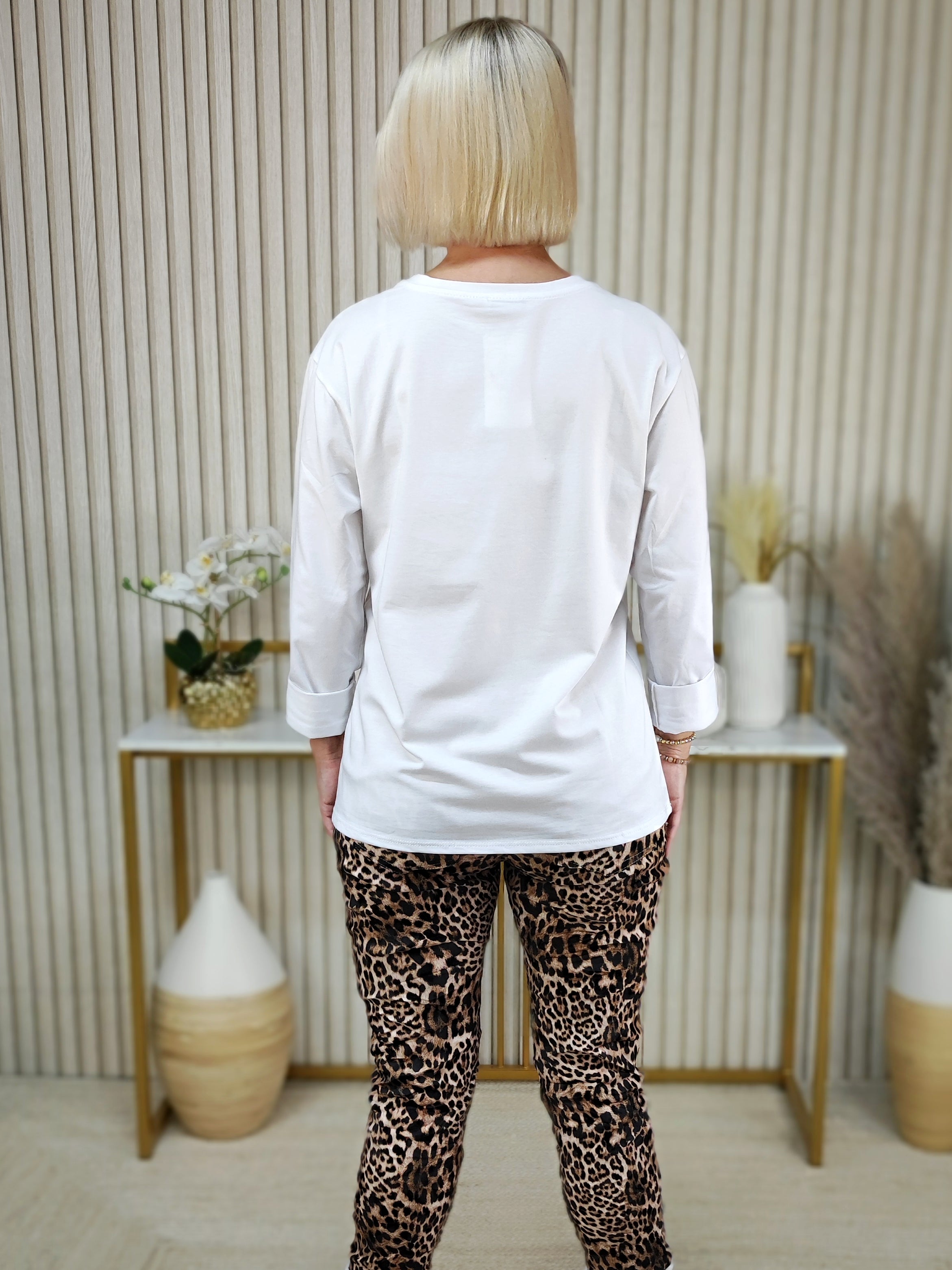 Langarm Shirt "Dolce Vita" weiss (36-42)