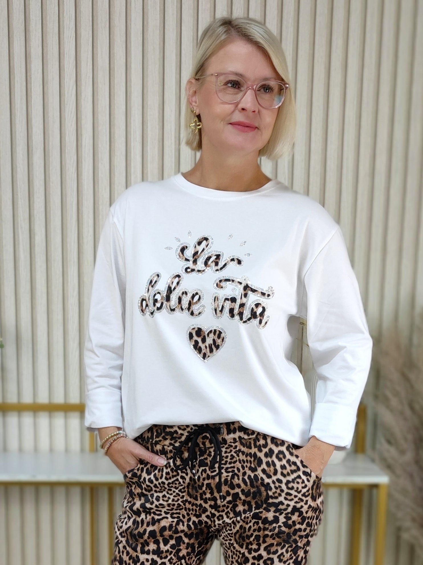 Langarm Shirt "Dolce Vita" weiss (36-42)