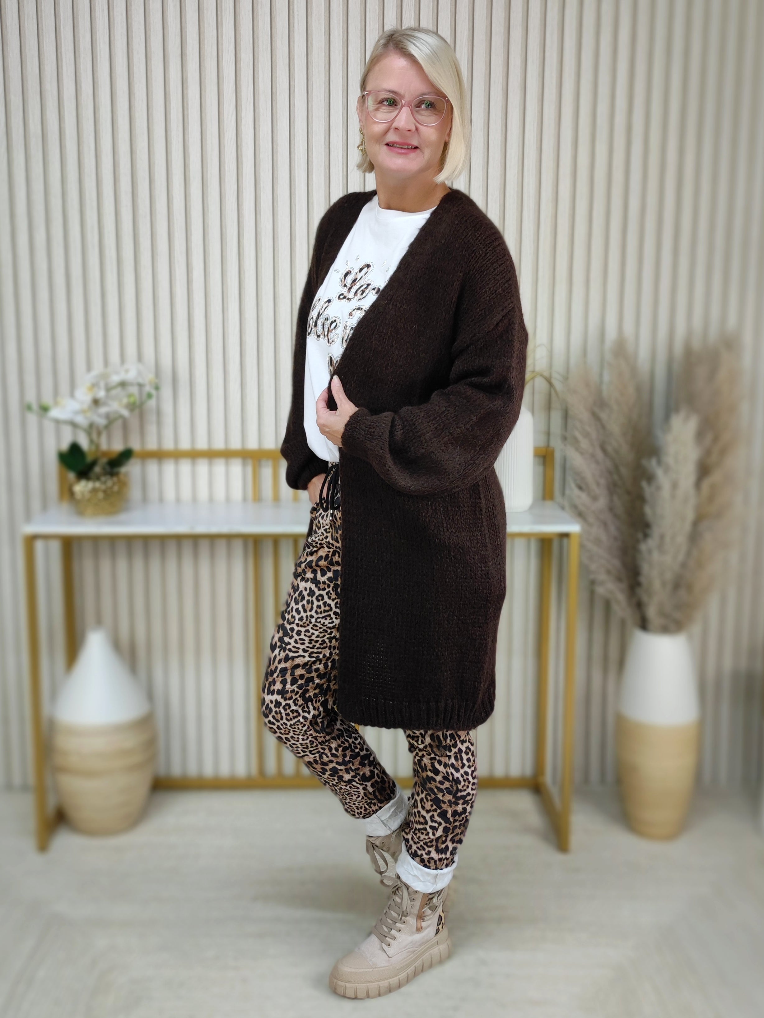 Kuschliger Grobstrick Cardigan "Smile" schoko (38-44)
