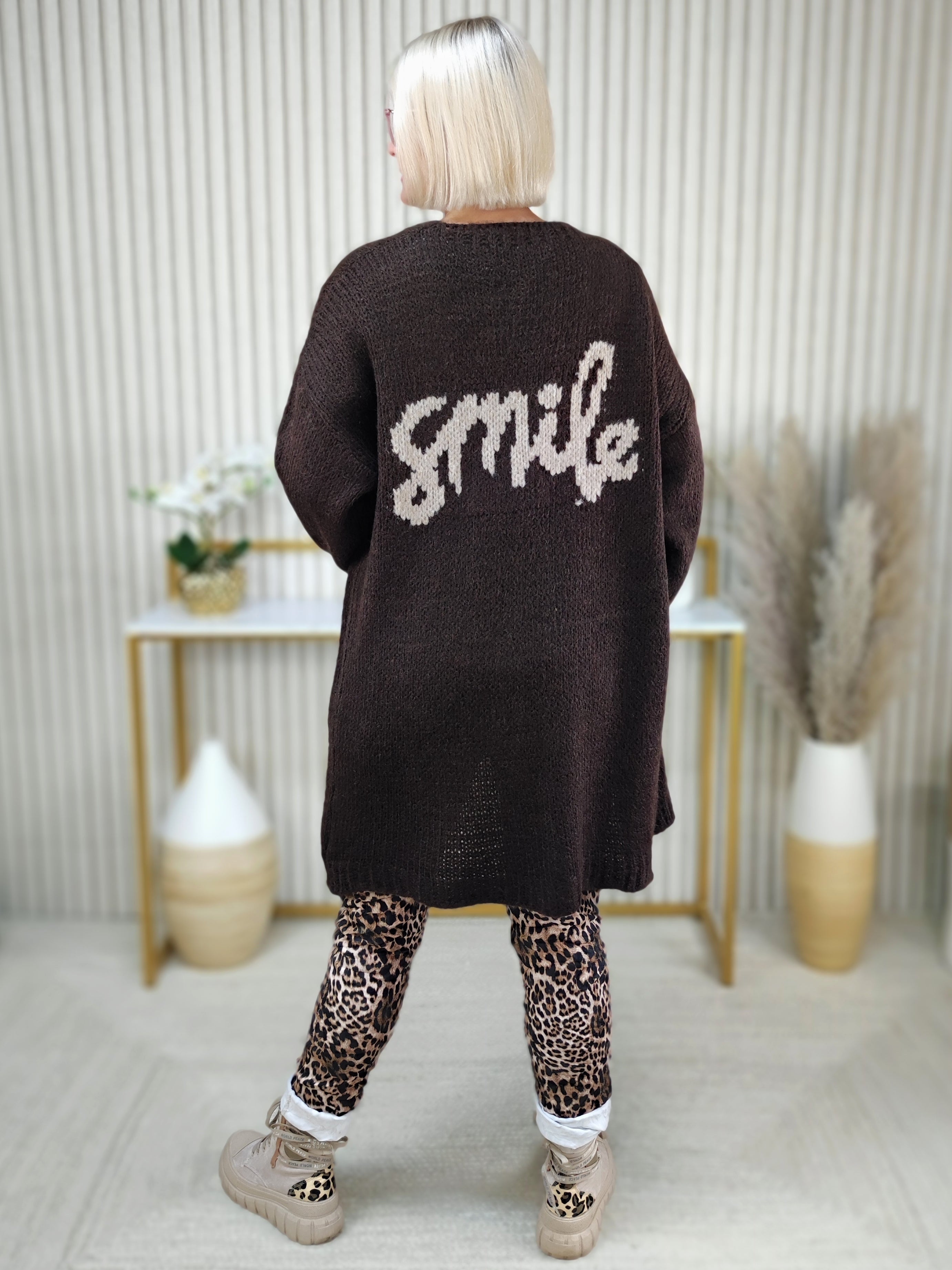 Kuschliger Grobstrick Cardigan "Smile" schoko (38-44)