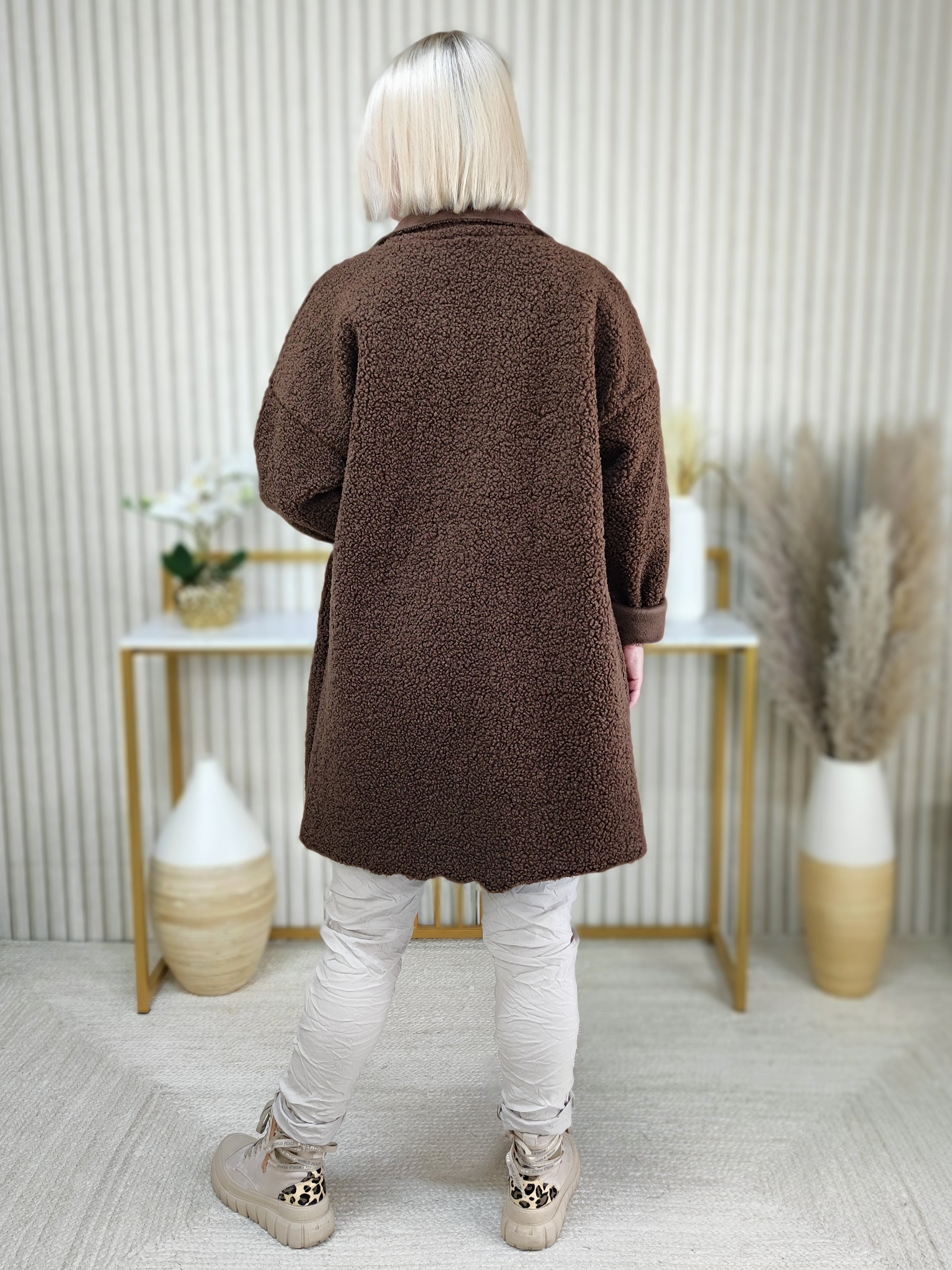 Kurzmantel Boucle/Teddy in schoko (38-42/44)