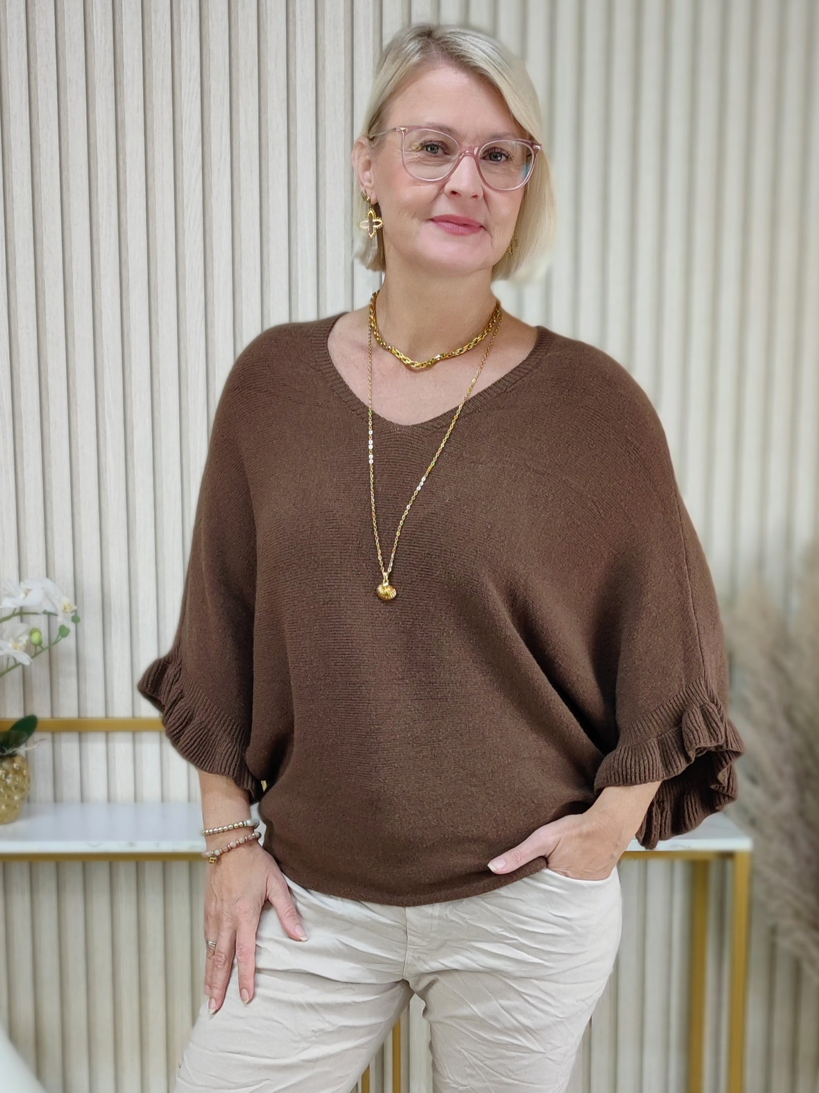 Pullover "LInda" unifarben braun (36-40/42)