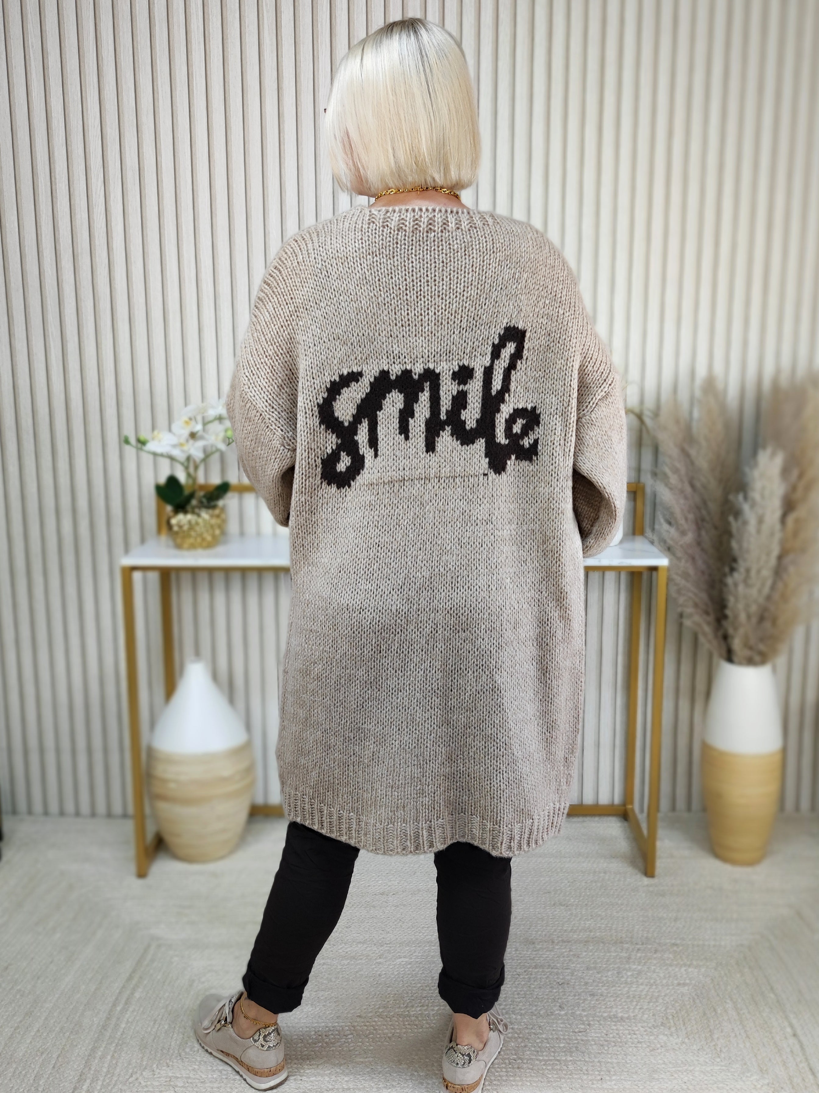 Kuschliger Grobstrick Cardigan "Smile" camel (38-44)