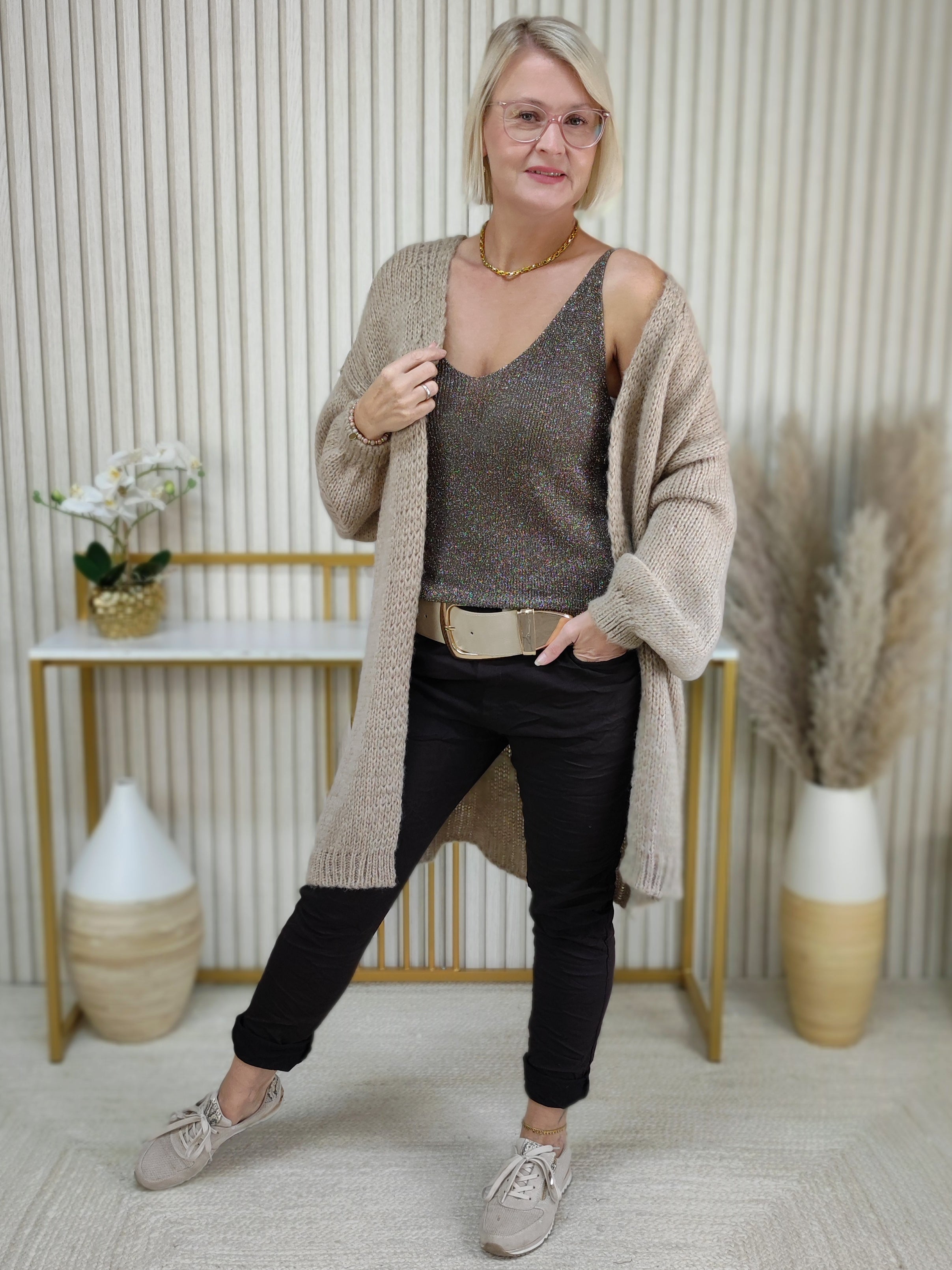 Kuschliger Grobstrick Cardigan "Smile" camel (38-44)