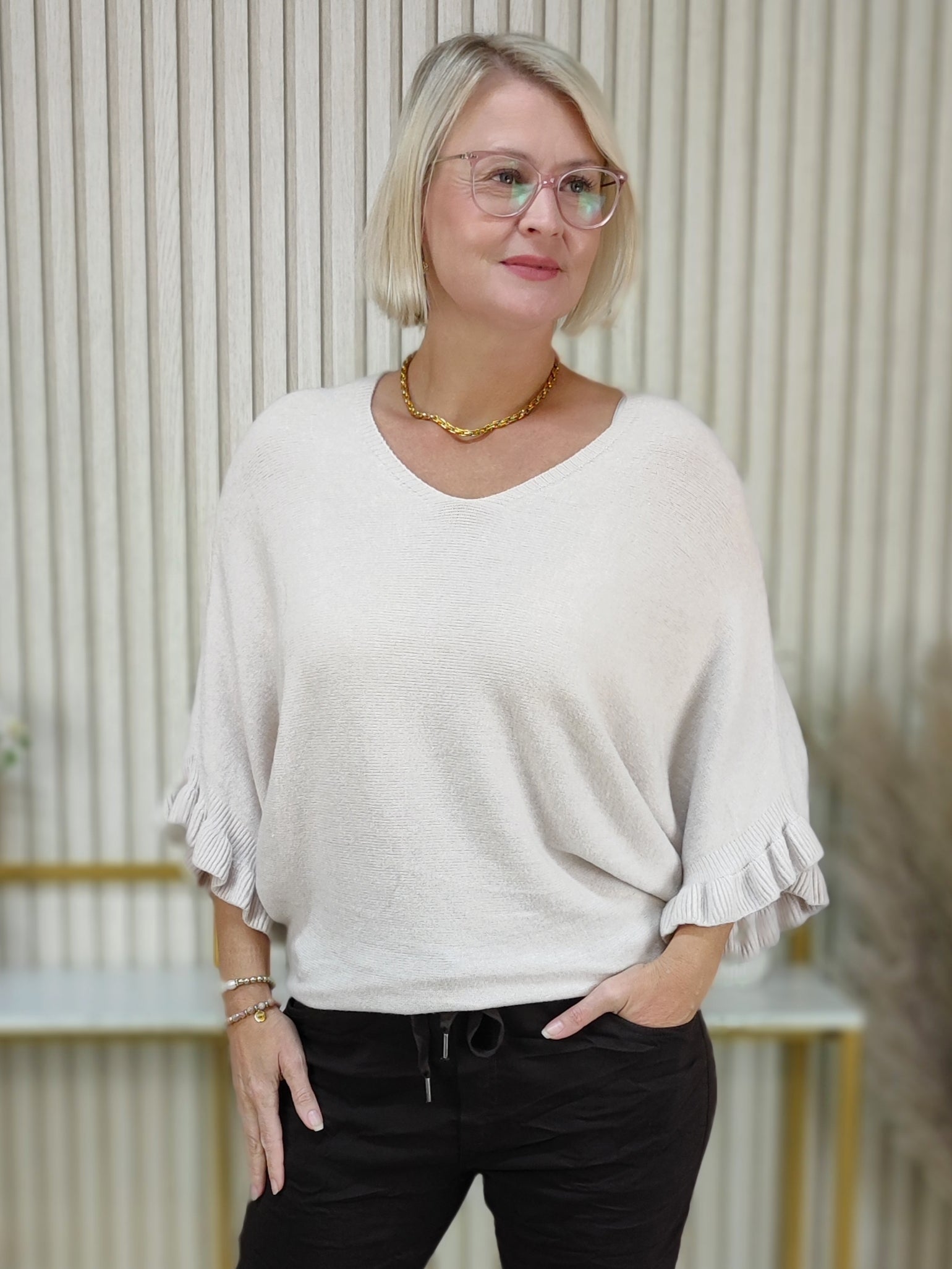 Pullover "LInda" unifarben beige (36-40/42)