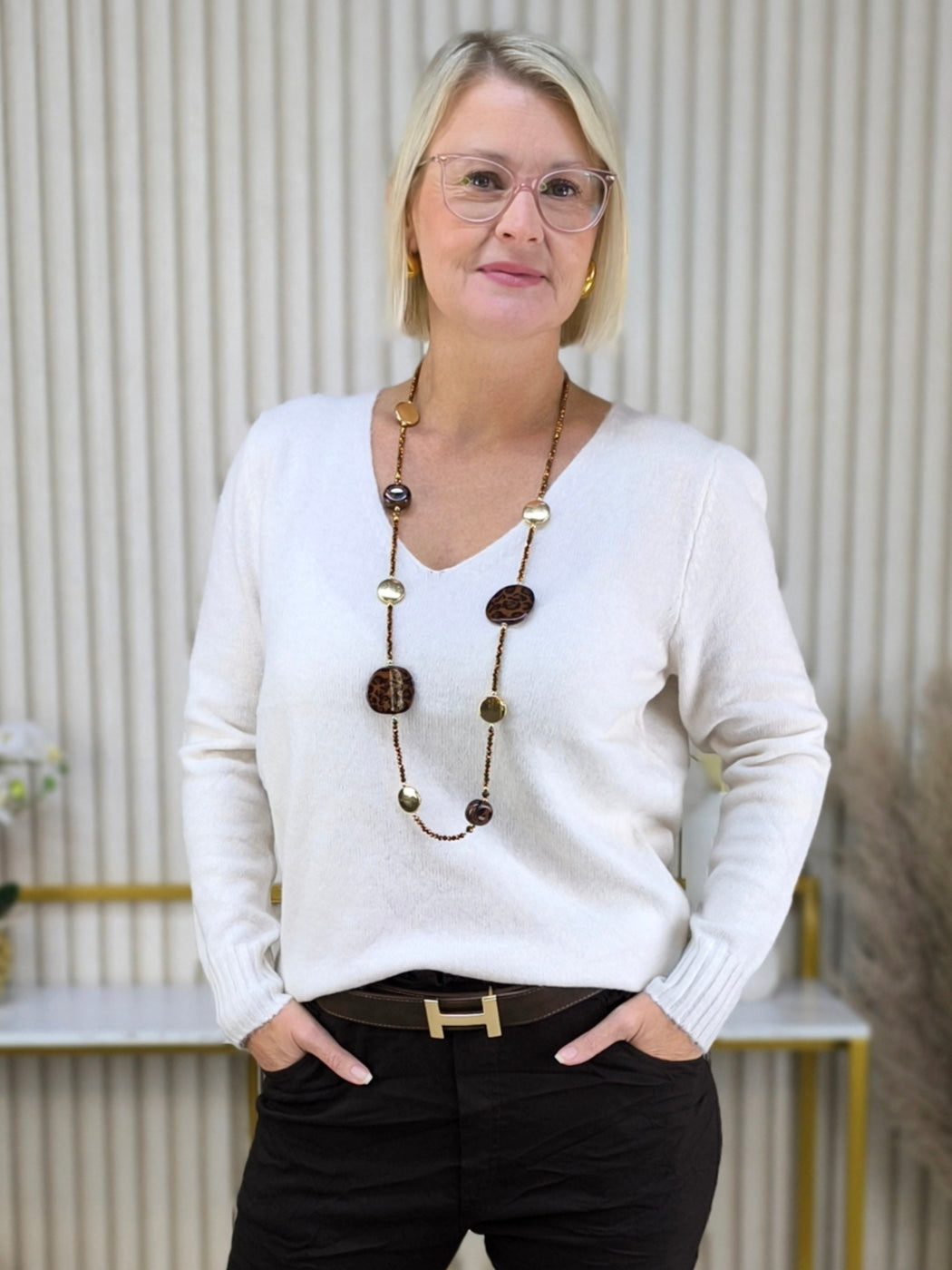 Basic Pullover wollweiss (36-42)