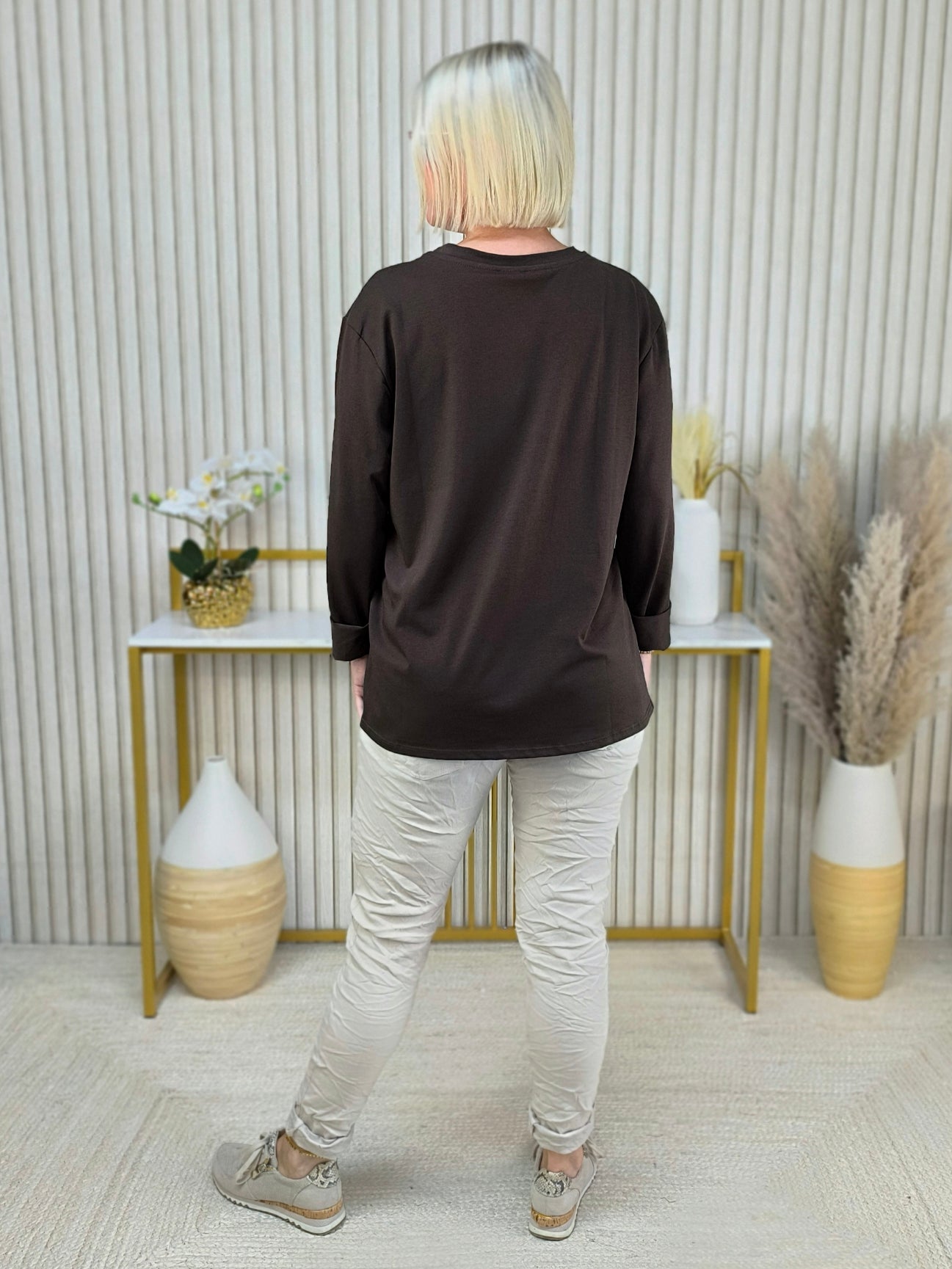Langarm Shirt "Vespa" schoko (36-42)