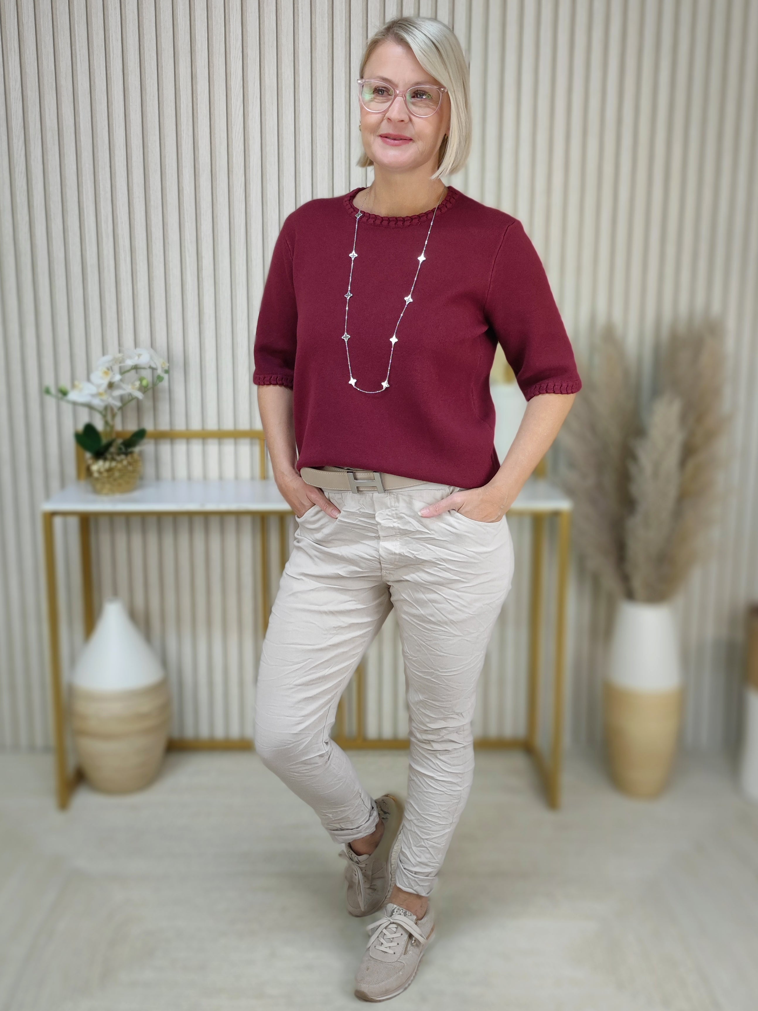 Pullover "Maja" unifarben vino (36-42)