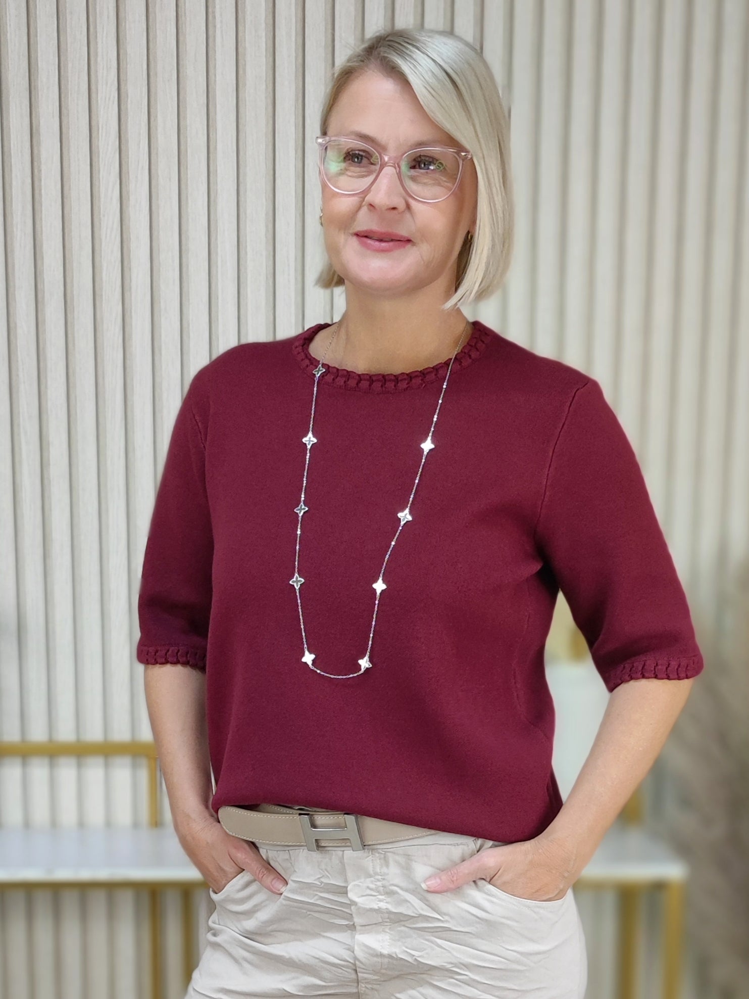 Pullover "Maja" unifarben vino (36-42)