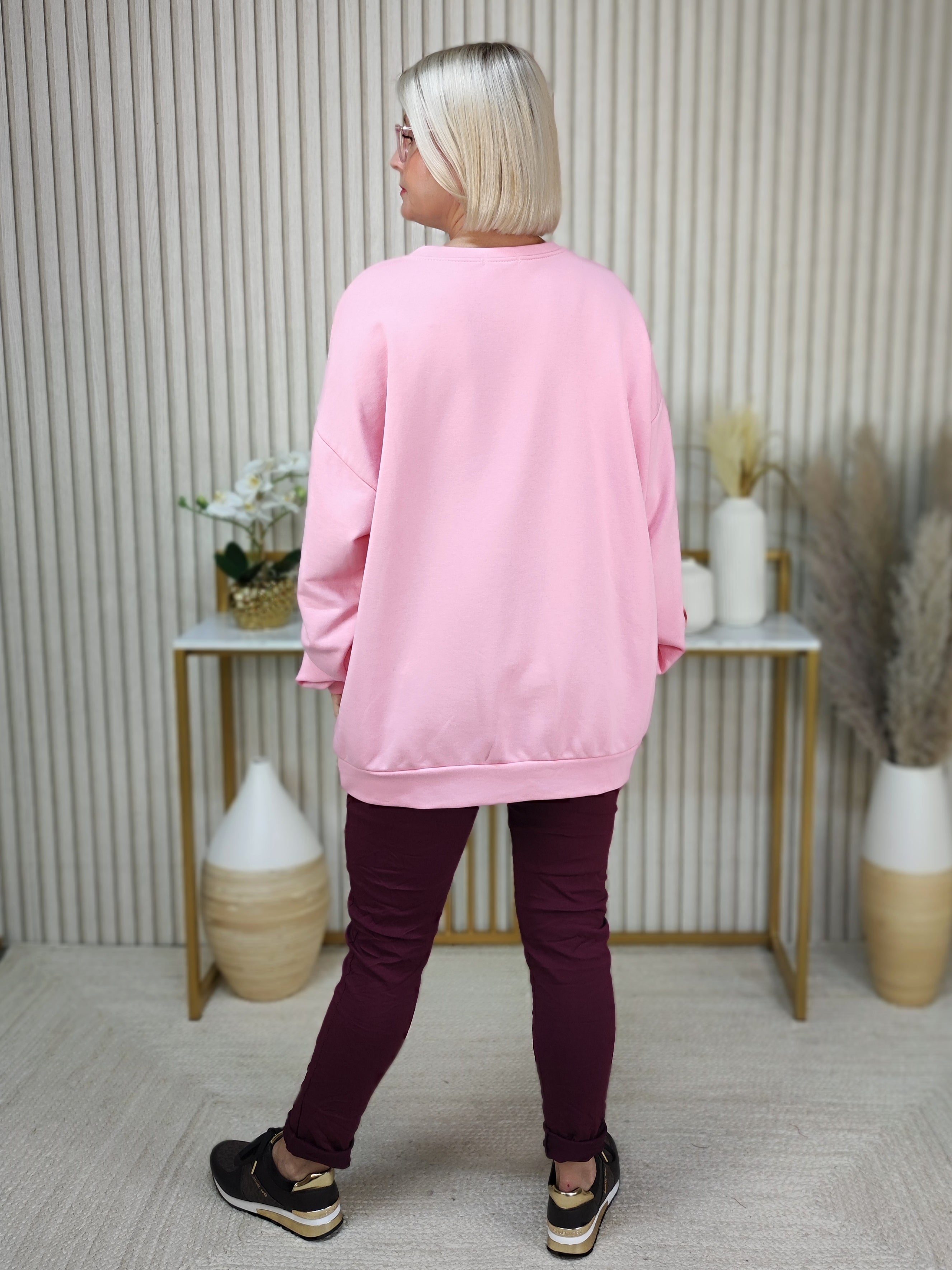 Sweatshirt "Smile" rosa/vino (40-44/46)