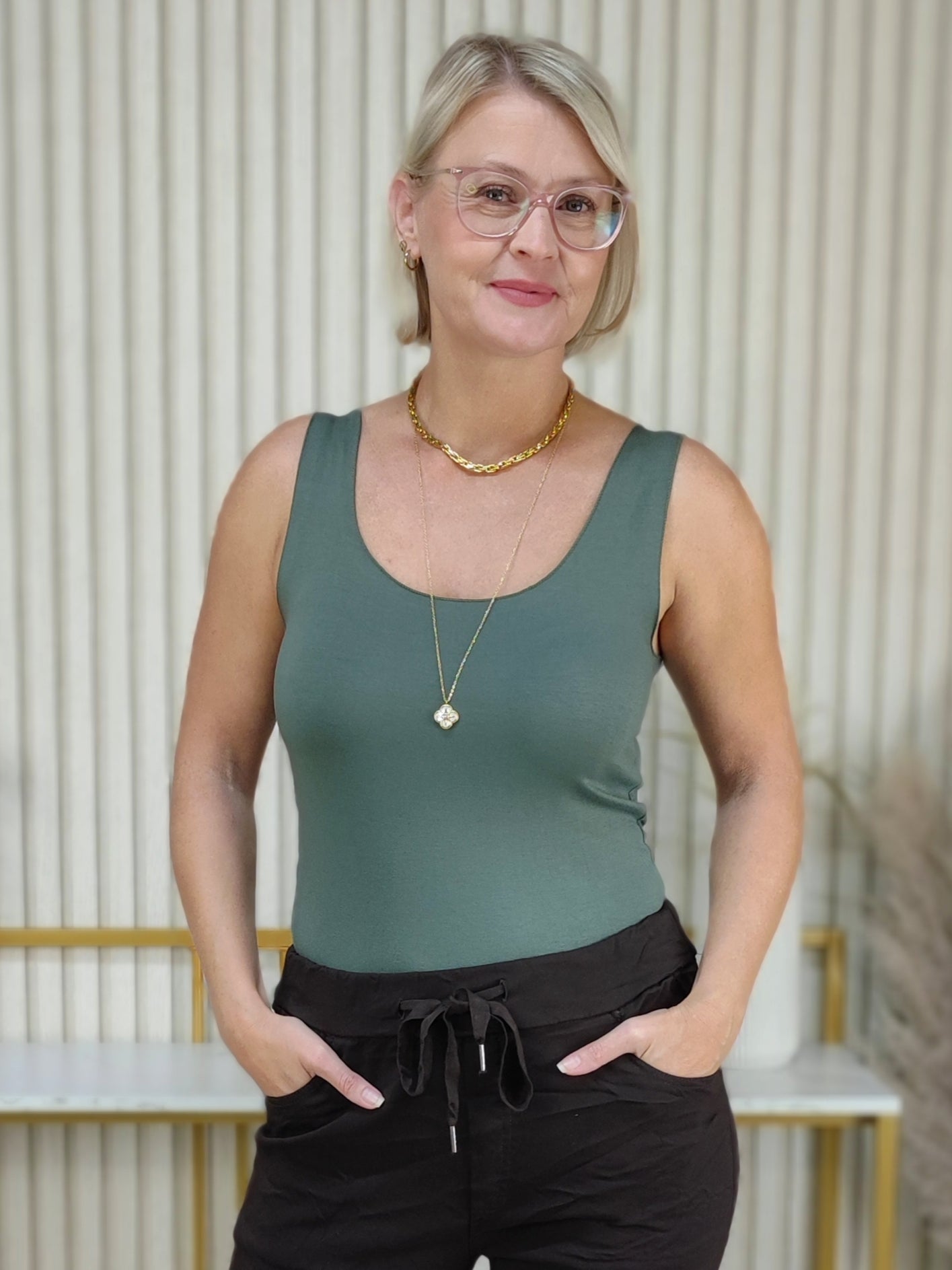 Shirt Top in oliv (36-40/42)