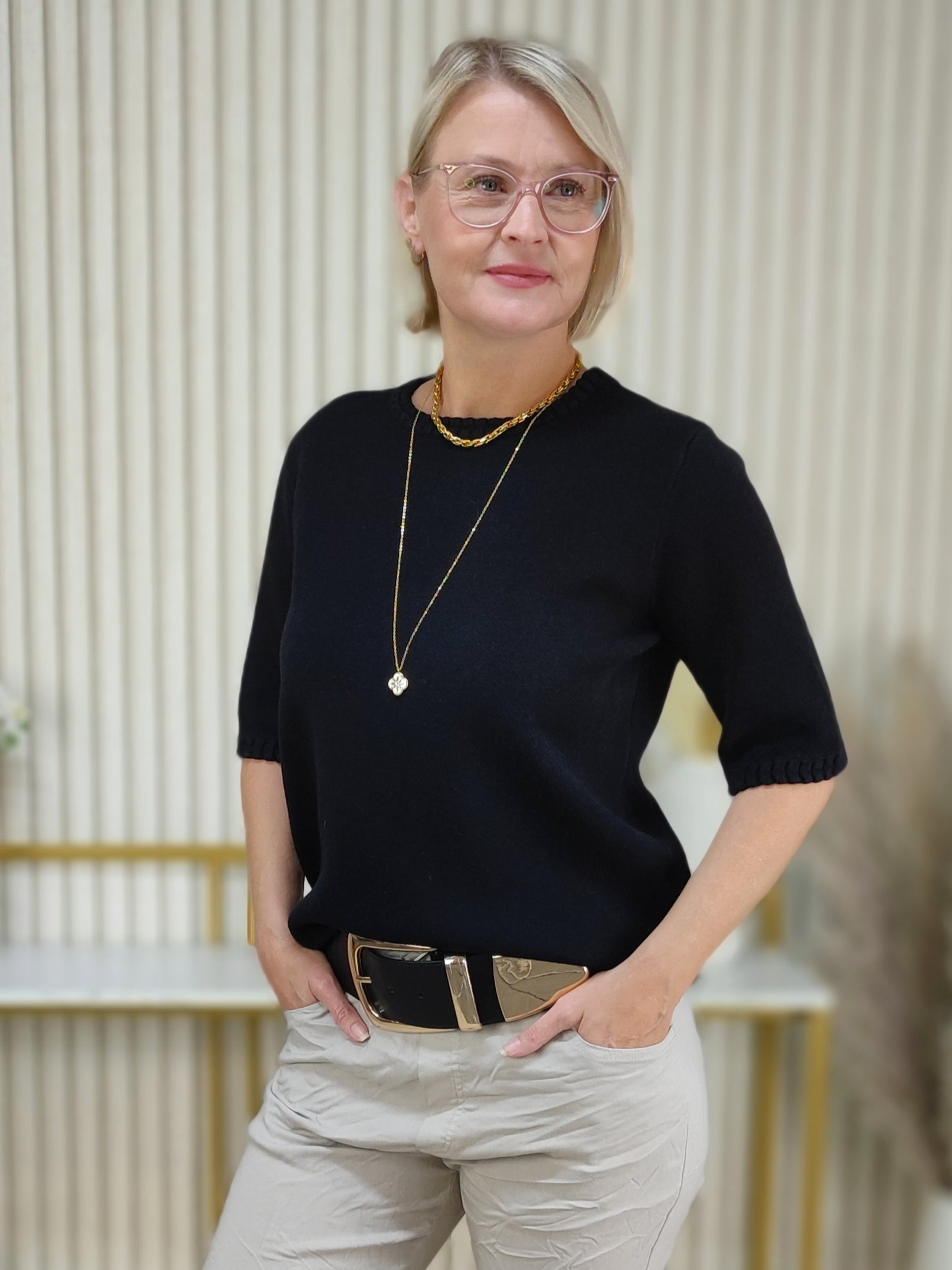 Pullover "Maja" unifarben schwarz (36-42)