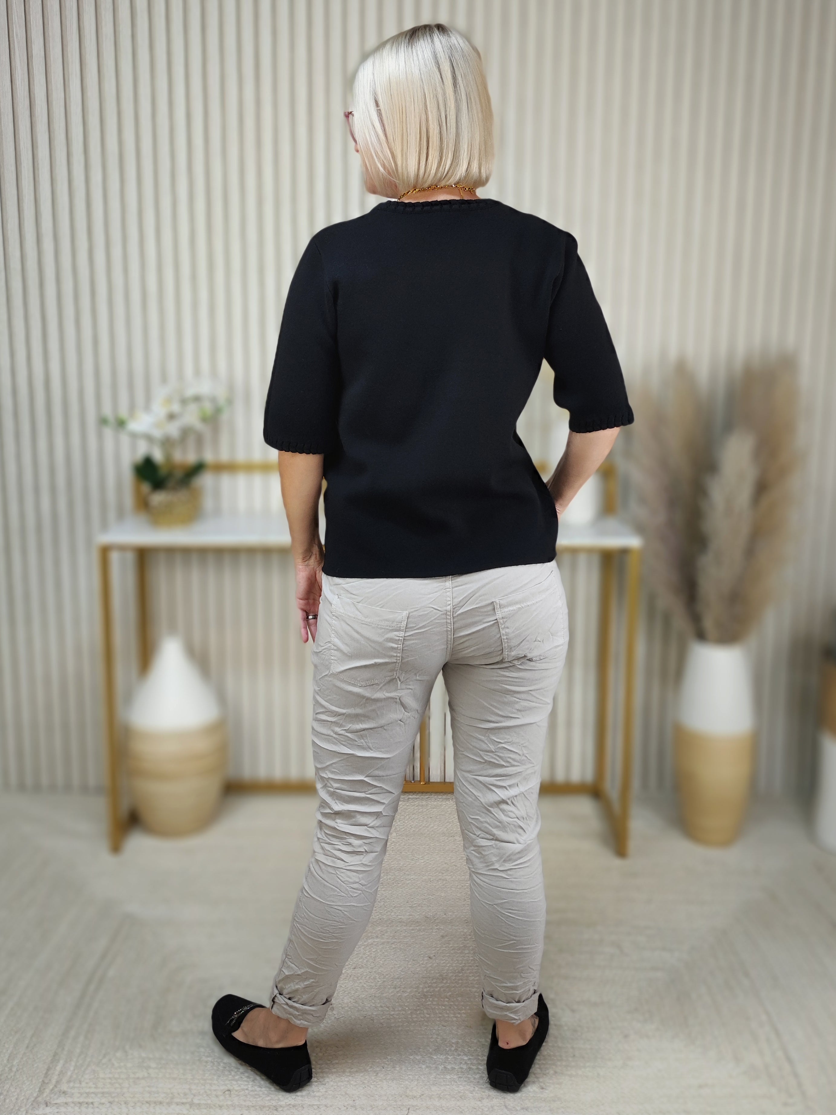 Pullover "Maja" unifarben schwarz (36-42)