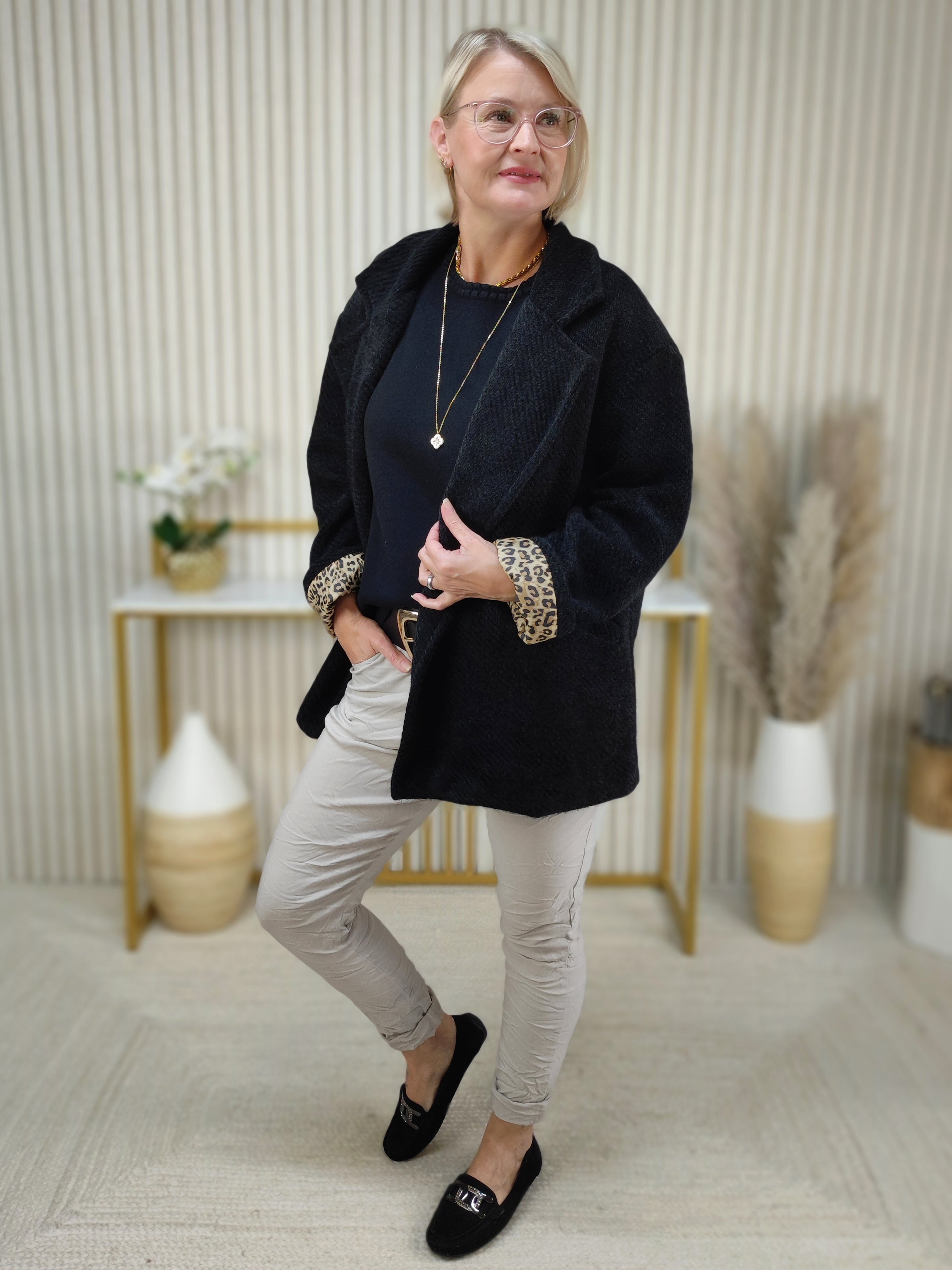 Pullover "Maja" unifarben schwarz (36-42)