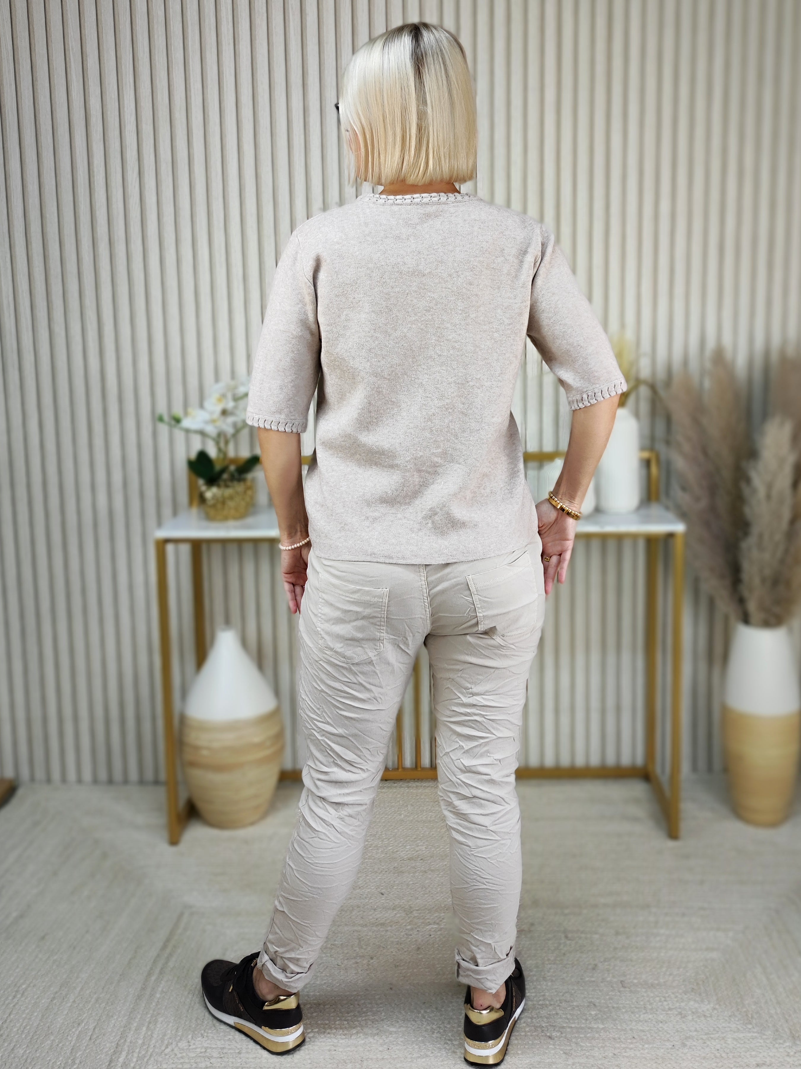 Pullover "Maja" unifarben beige (36-42)