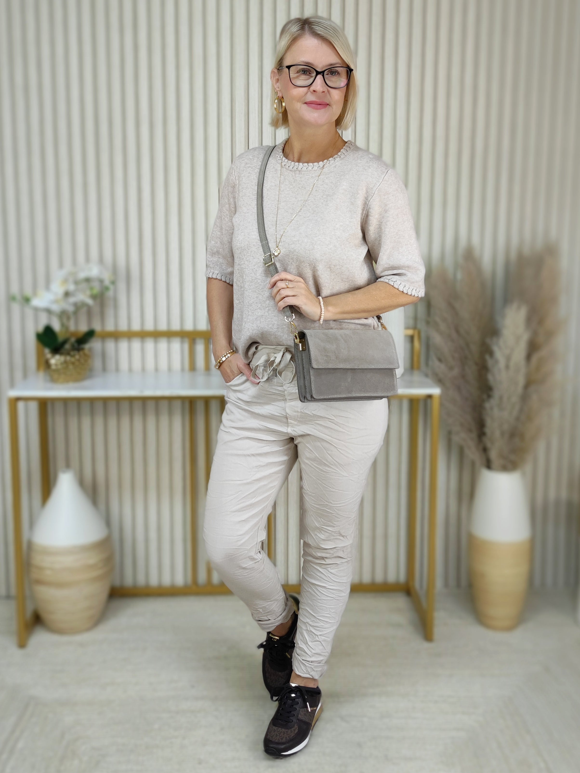 Pullover "Maja" unifarben beige (36-42)