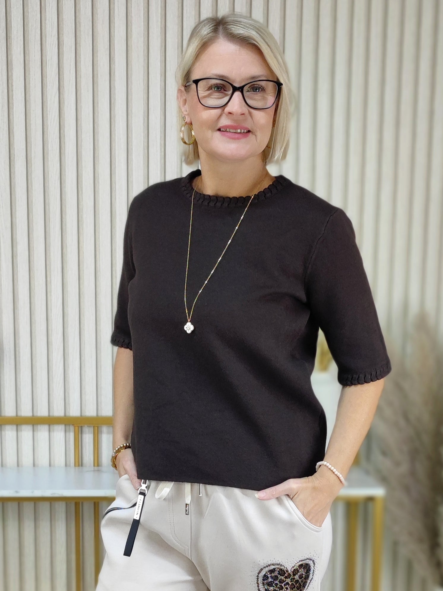 Pullover "Maja" unifarben schoko (36-42)