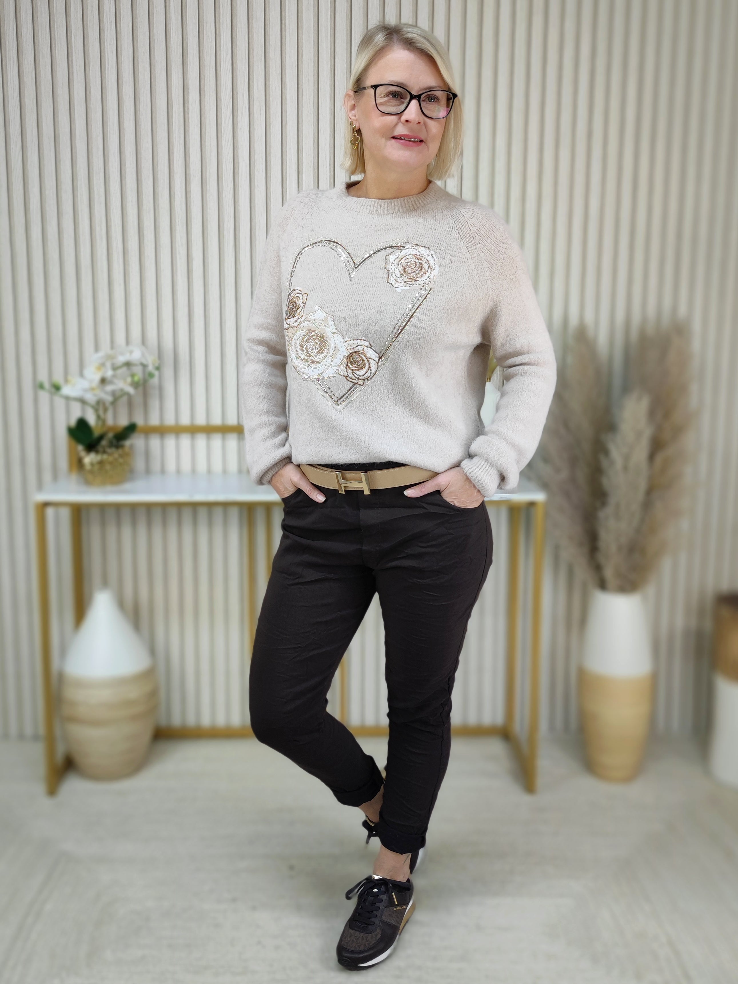 Pulli "Rosen" beige (36-42)