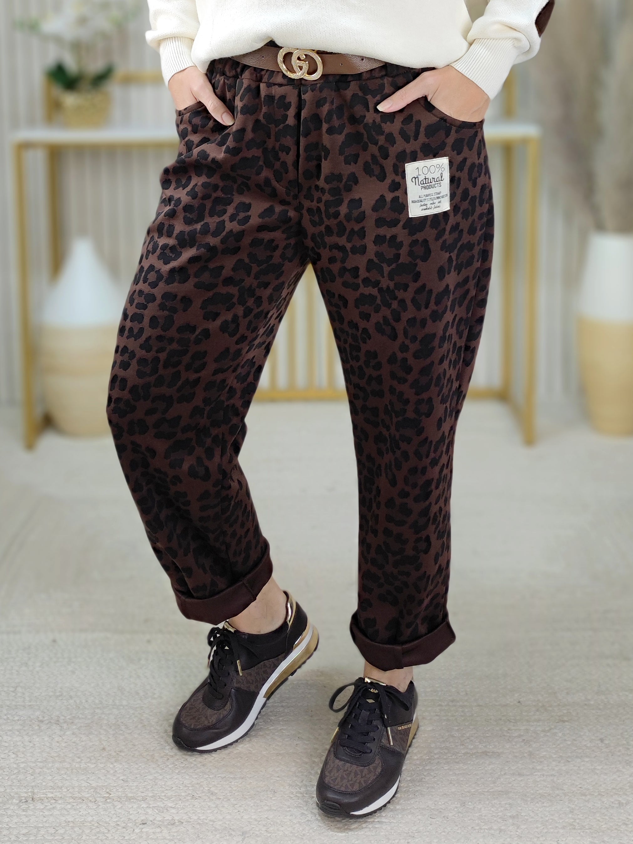 Schokobraune Hose "Bea" mit Leodesign (38-44)