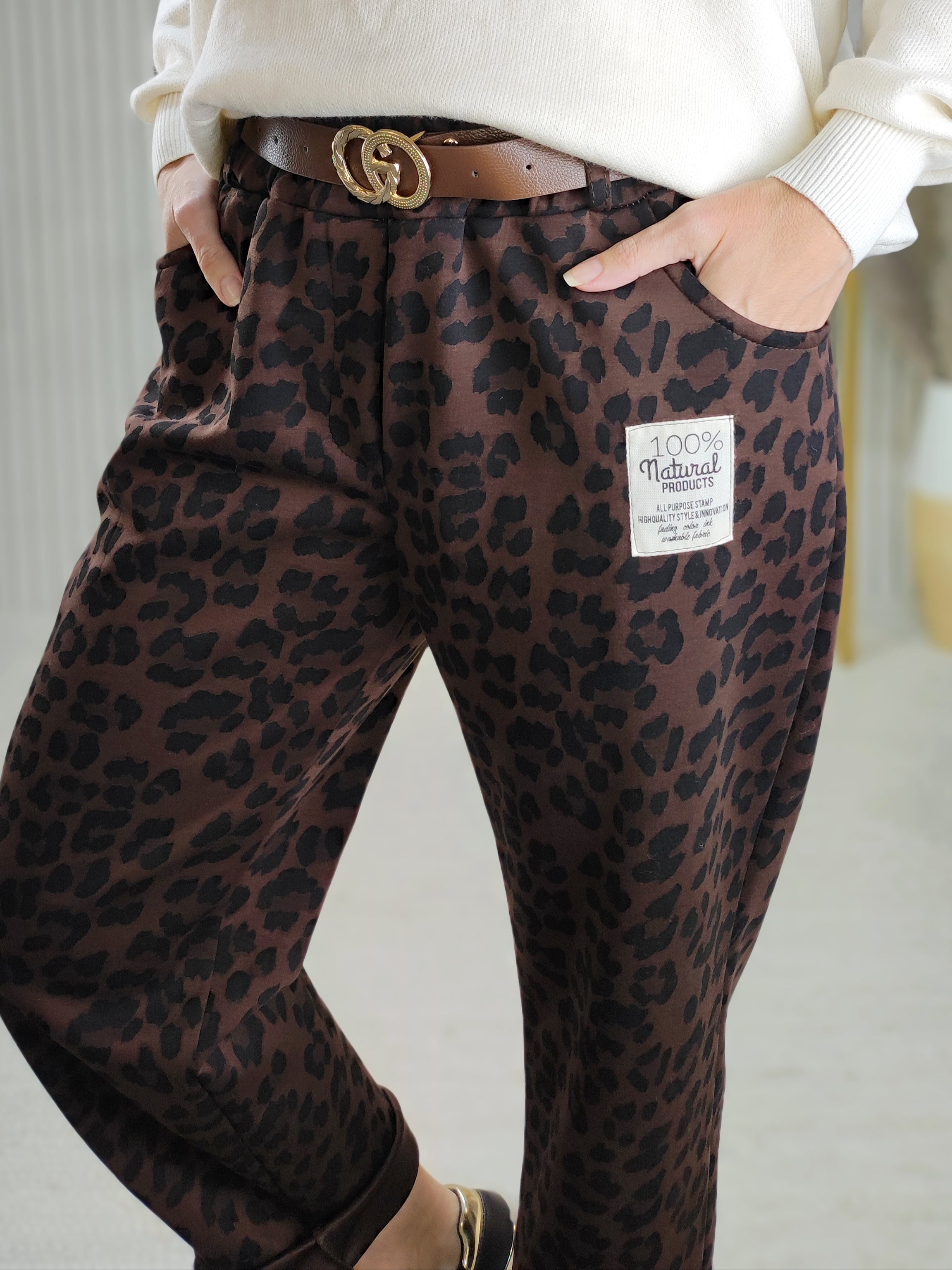 Schokobraune Hose "Bea" mit Leodesign (38-44)