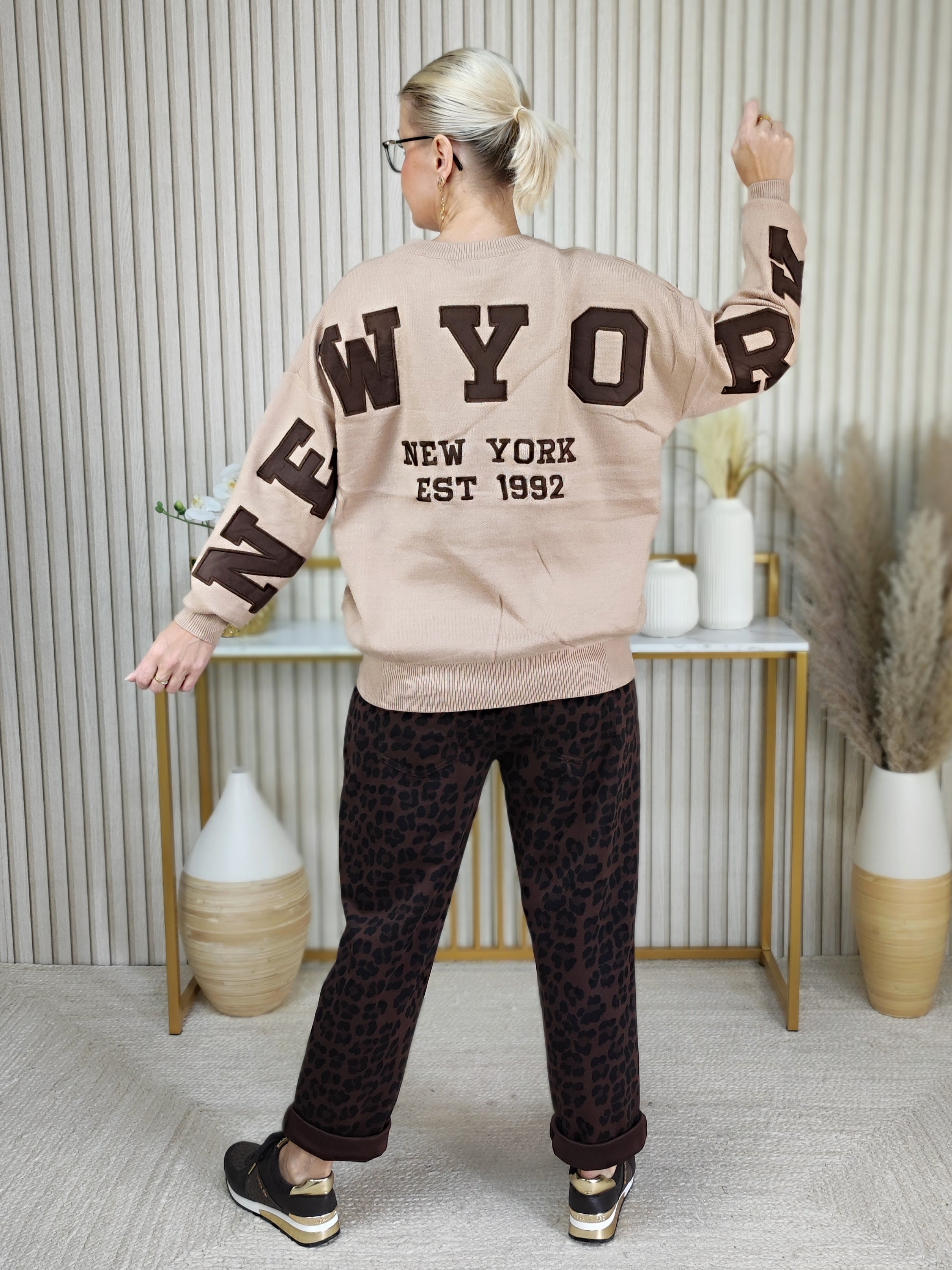 Attraktiver Pullover "NY" in camel (36-42/44)