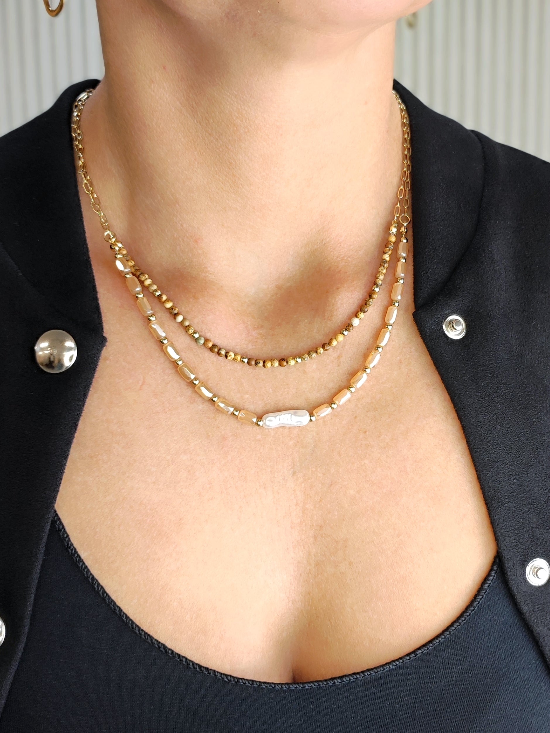 Feine Kette im Layering Look mit Perlen