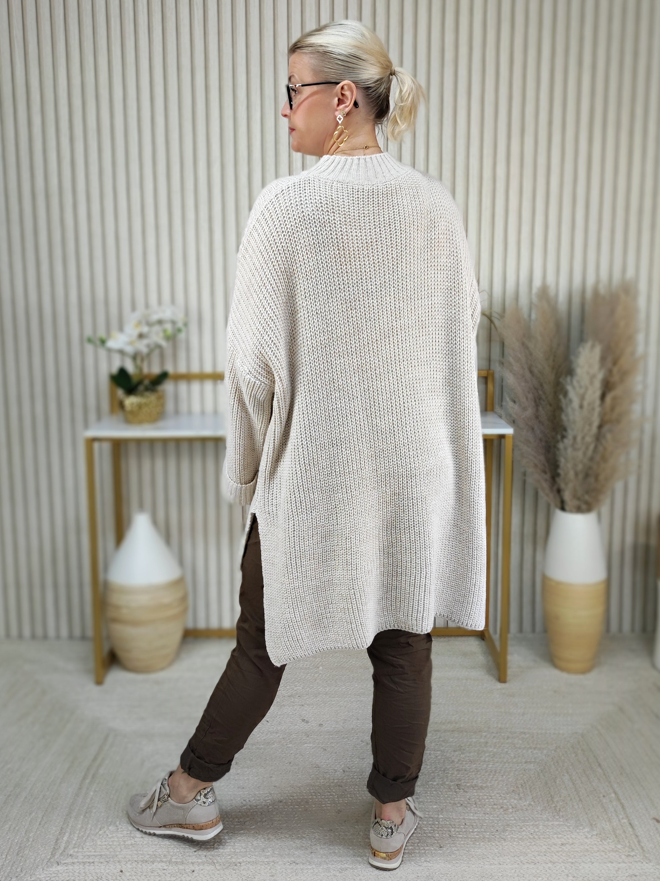 Oversize Pullover Grobstrick in uni beige (38/40-48)