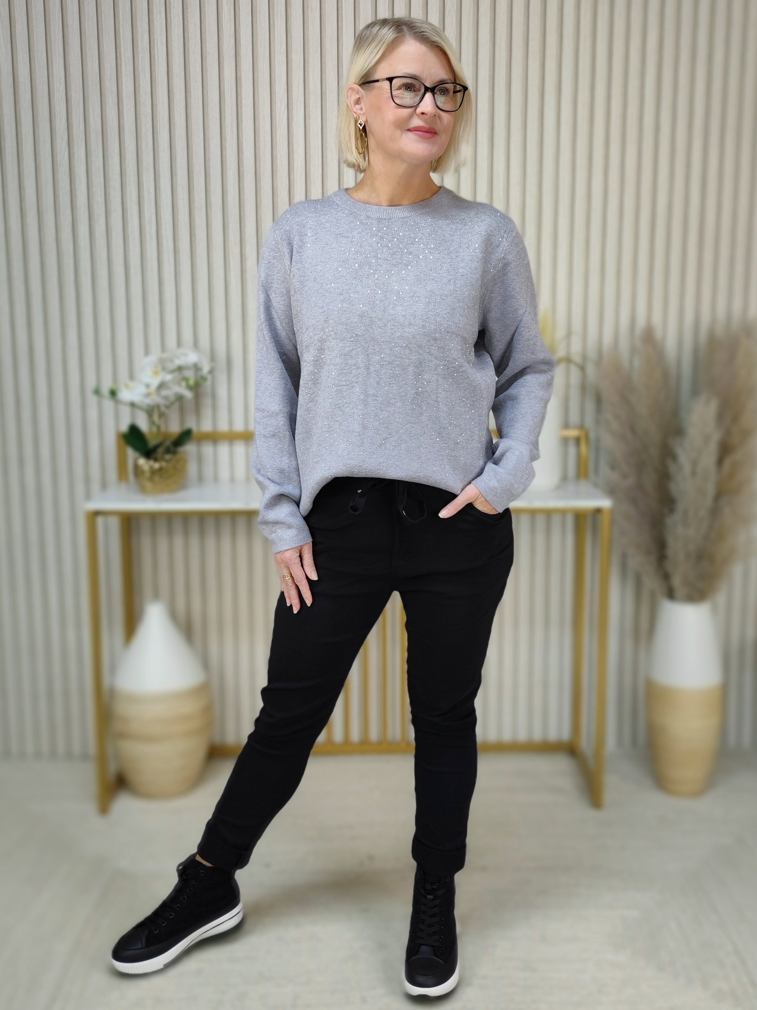 Feinstrickpullover "Star" in grau (36-42/44)