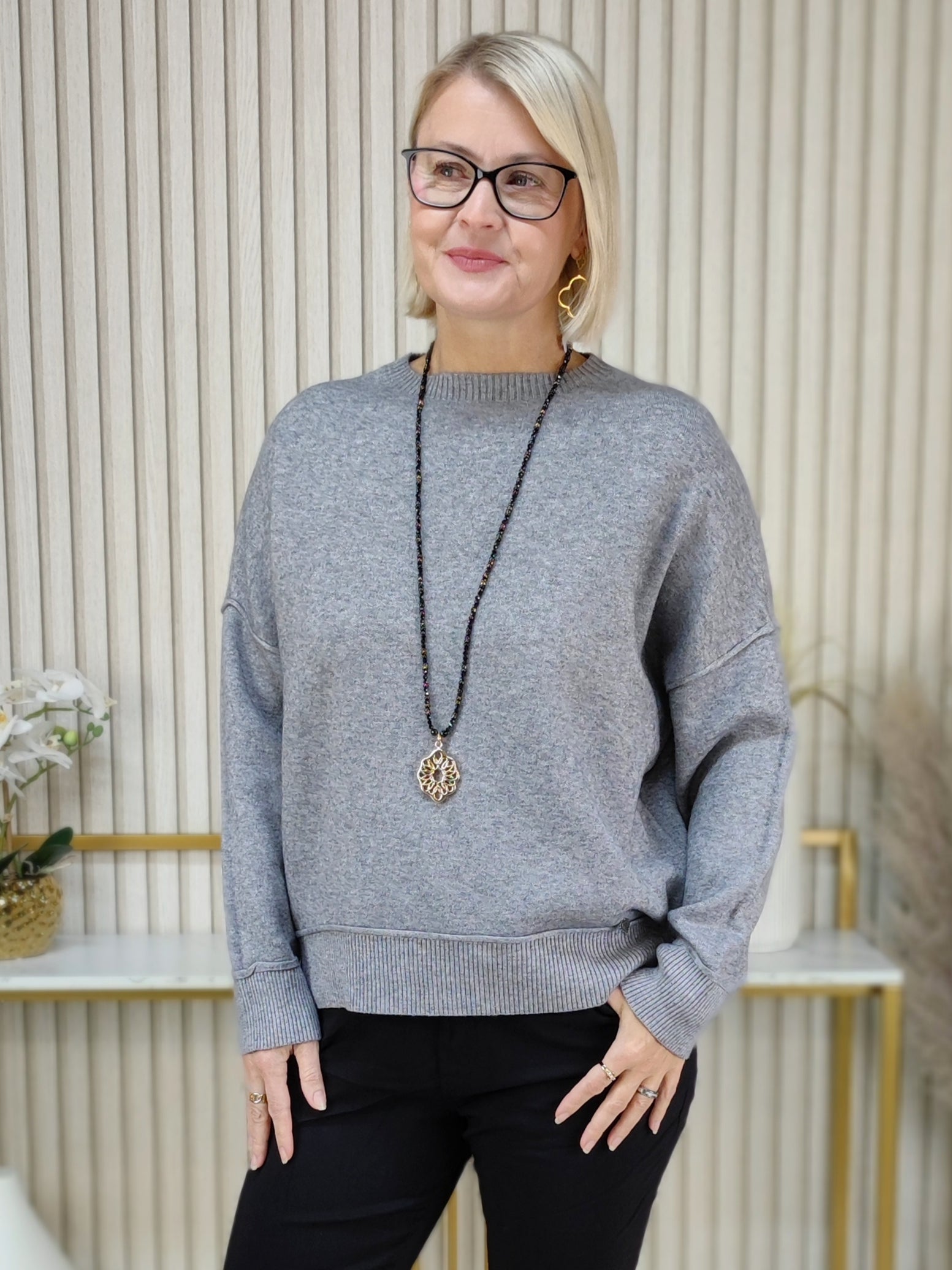 Feinstrickpullover "Stella" in grau (38-44)