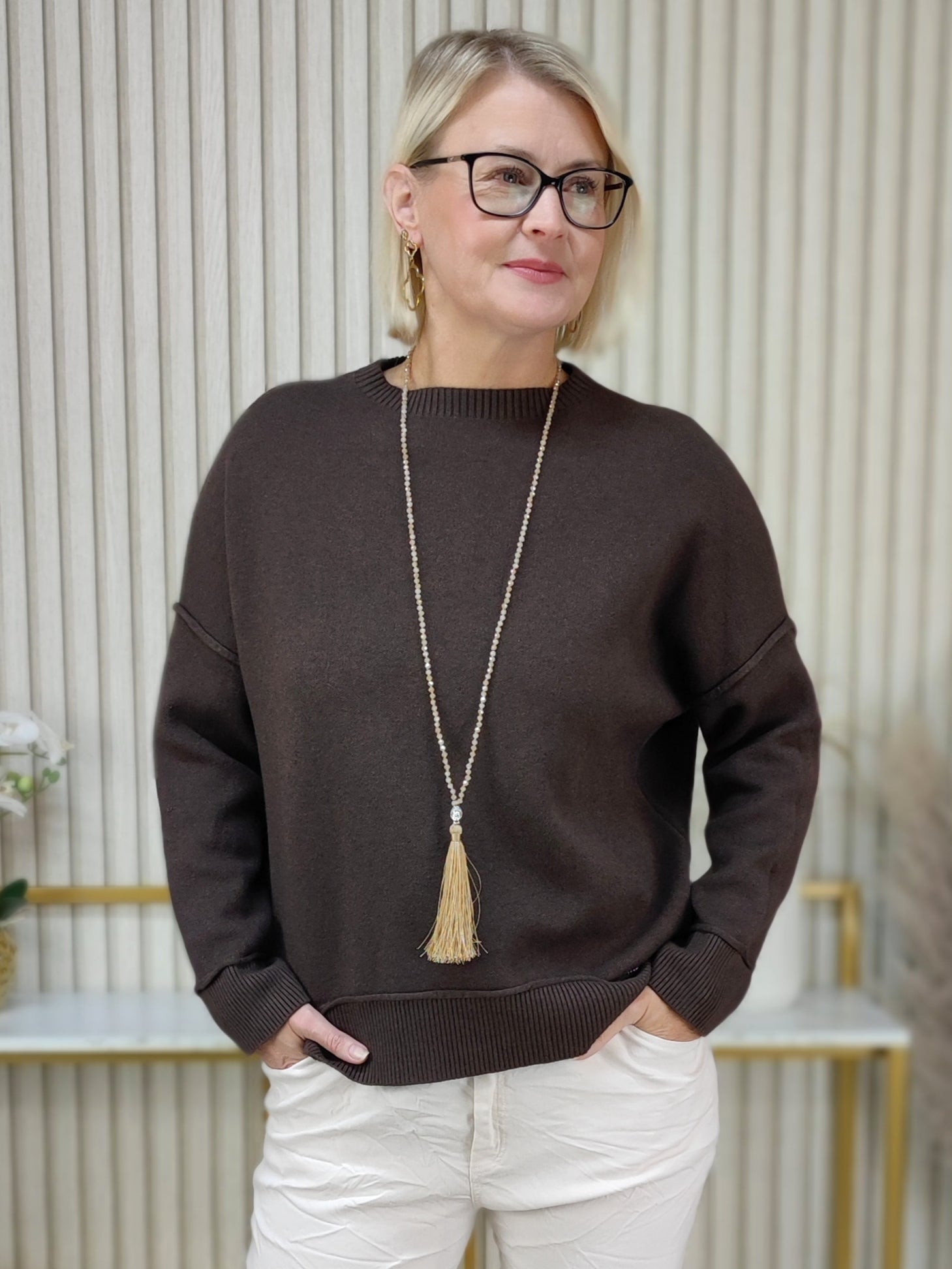 Feinstrickpullover "Stella" in schoko (38-44)