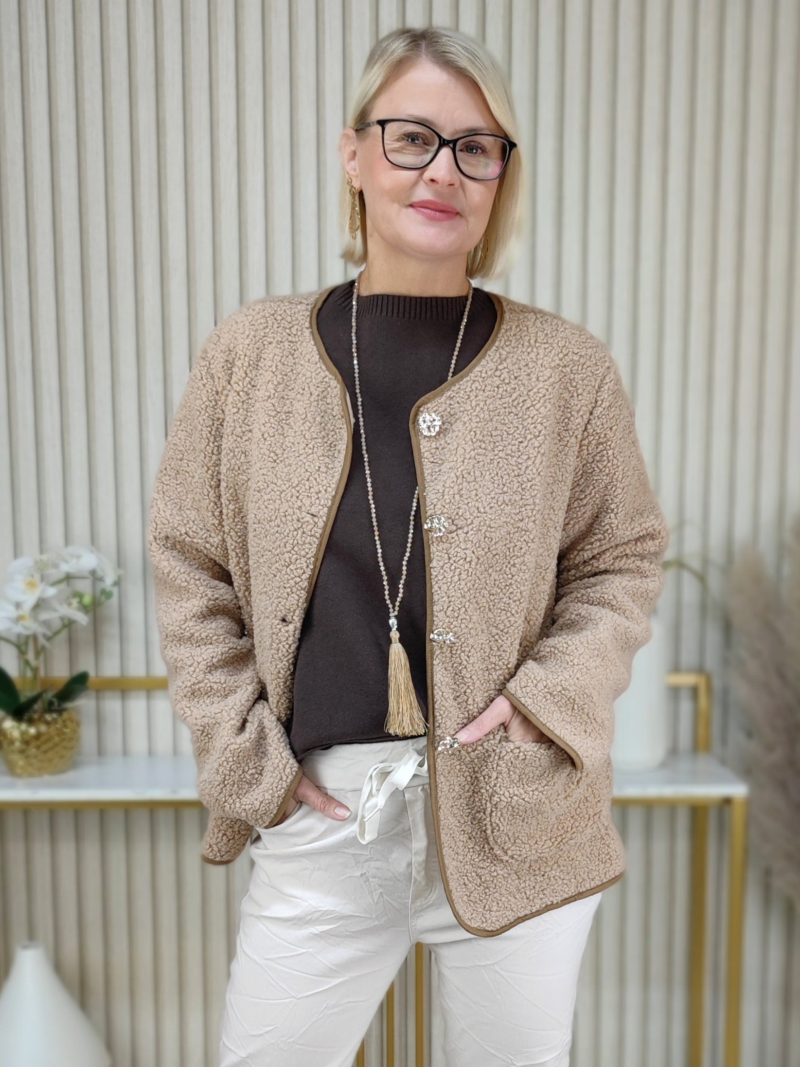 Boucle Jacke camel (38-42/44)