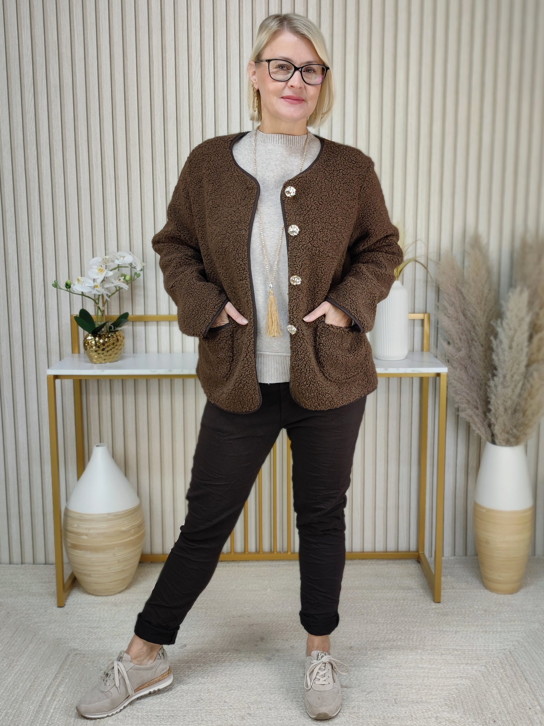Boucle Jacke braun (38-42/44)