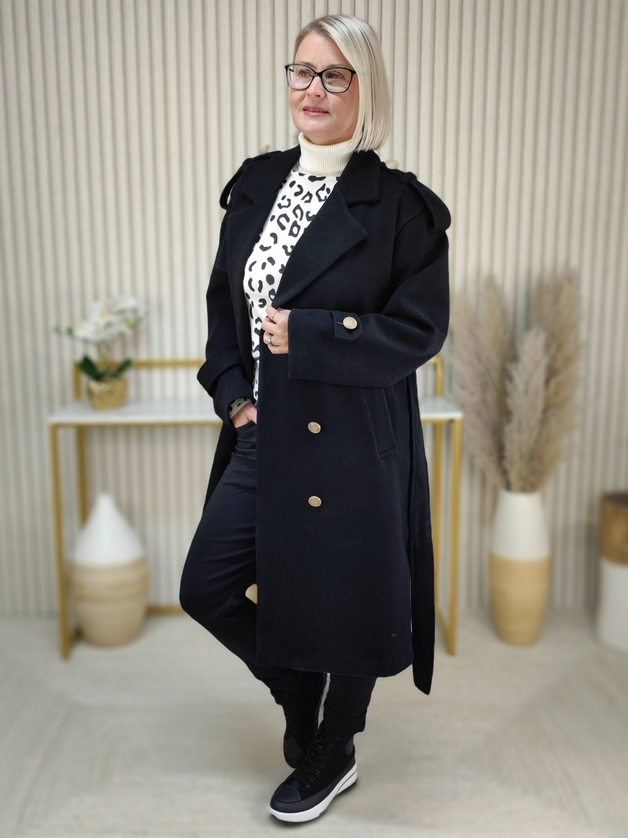 Weicher Mantel im Trenchcoat Style Schwarz (36-42/44)
