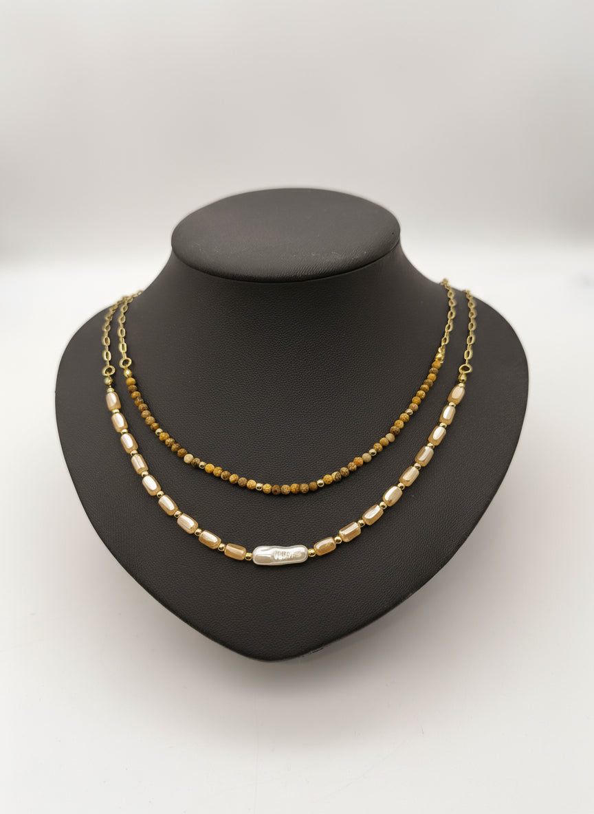 Feine Kette im Layering Look mit Perlen