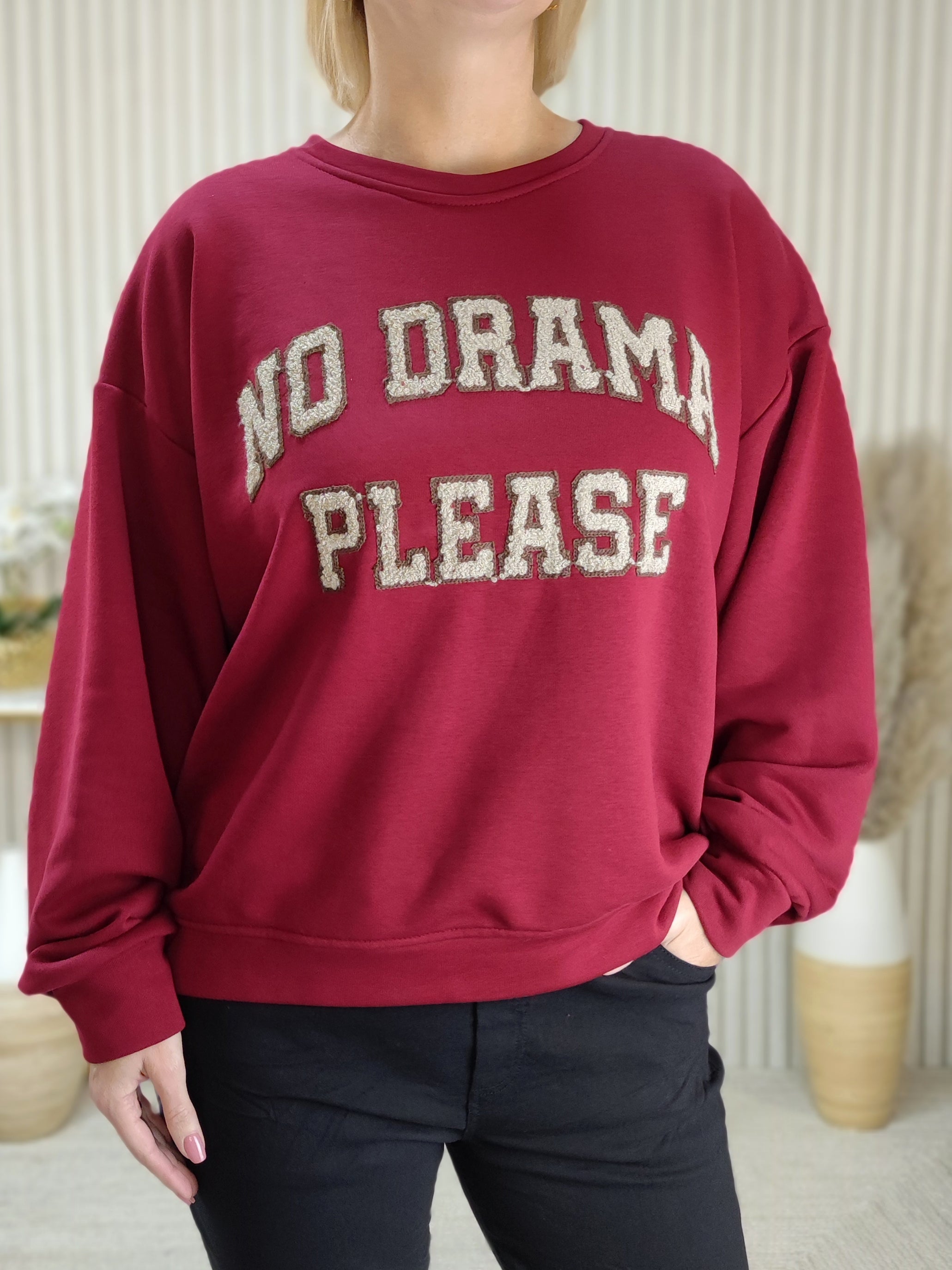 Sweatshirt "No Drama" vino (38-42/44)