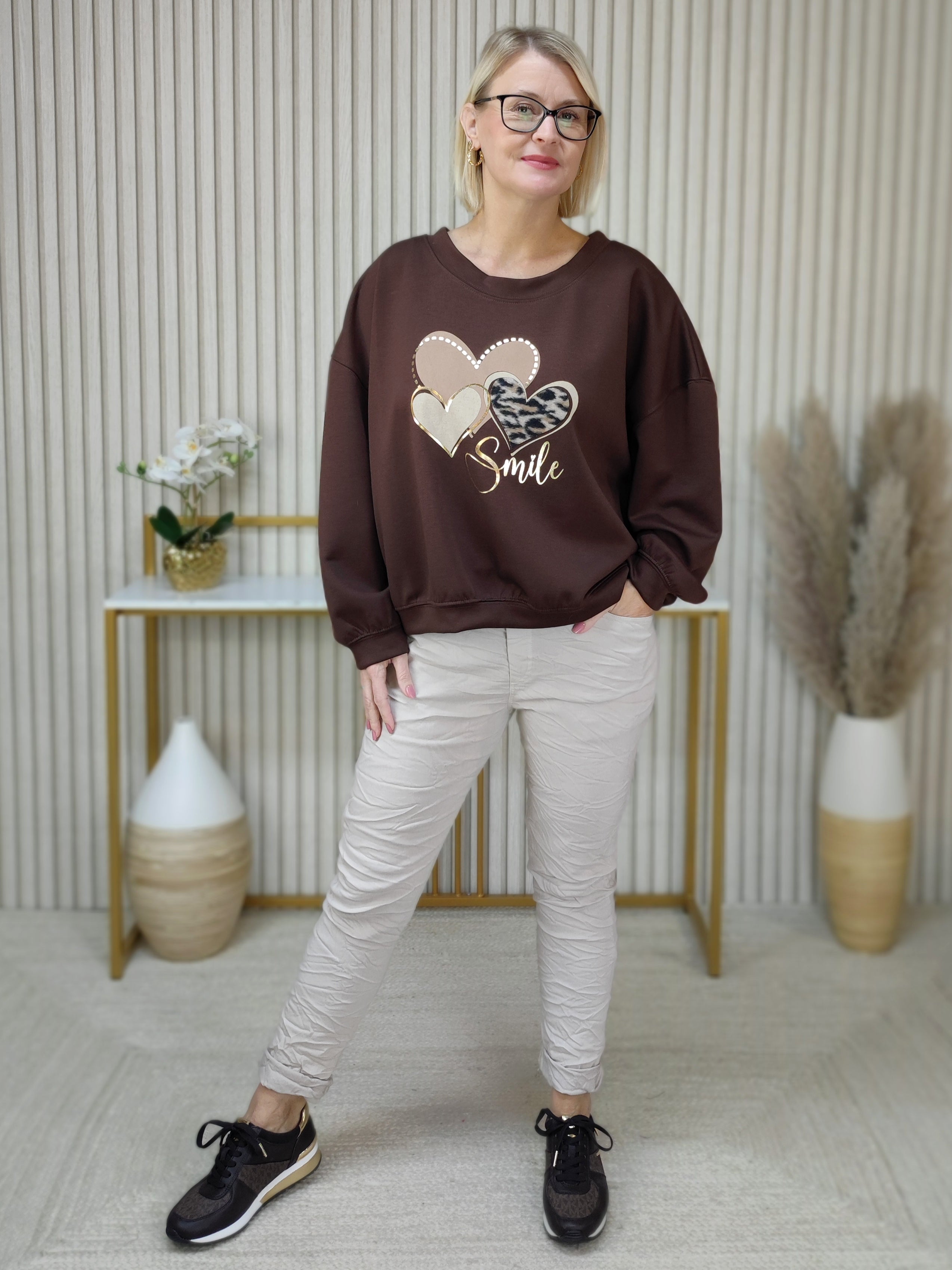 Sweatshirt "Smile" schoko (40-44)