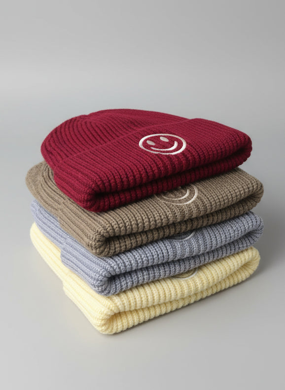 Mütze mit Smiley-Motiv in 4 Farben