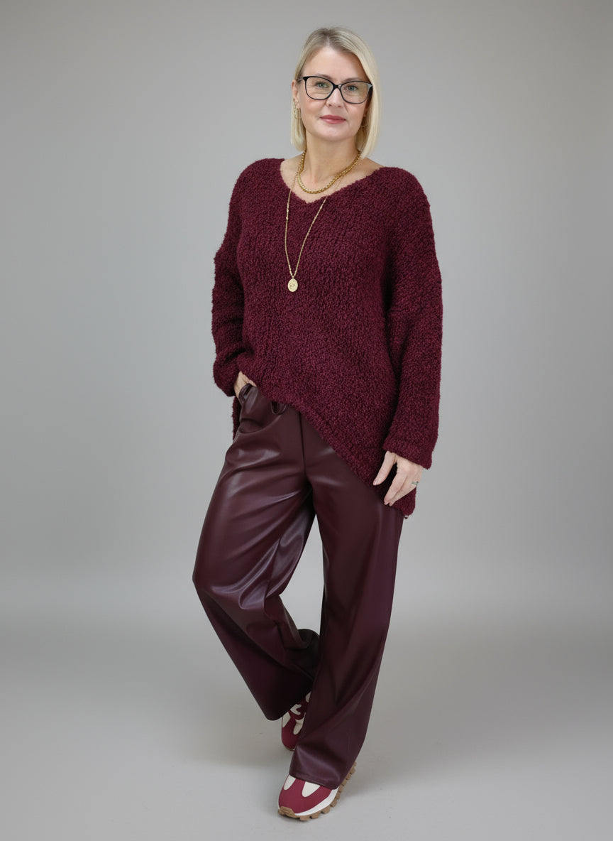 Boucle Pullover vino (36-42/44)