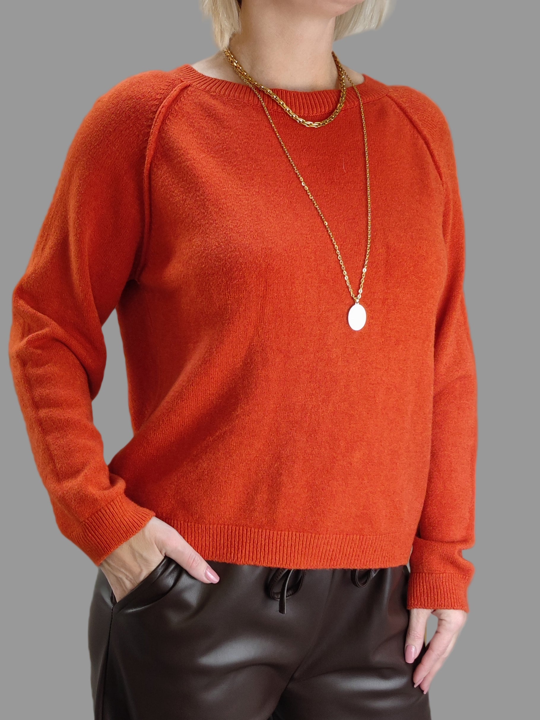 Unifarbener Pullover in Rostbraun (36-42)