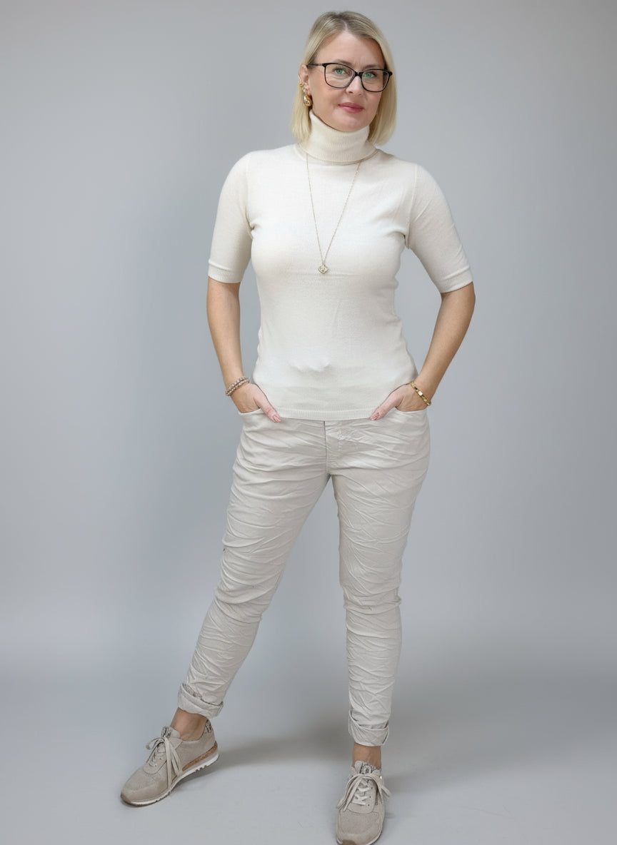 Leichter Unterziehpullover "Susi" mit kurzem Arm hellbeige (36-42)