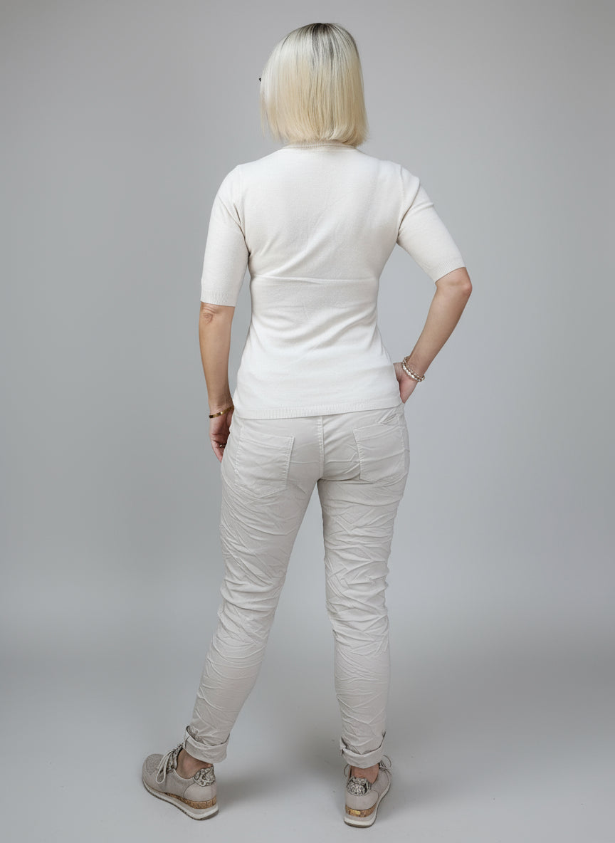 Leichter Unterziehpullover "Susi" mit kurzem Arm hellbeige (36-42)