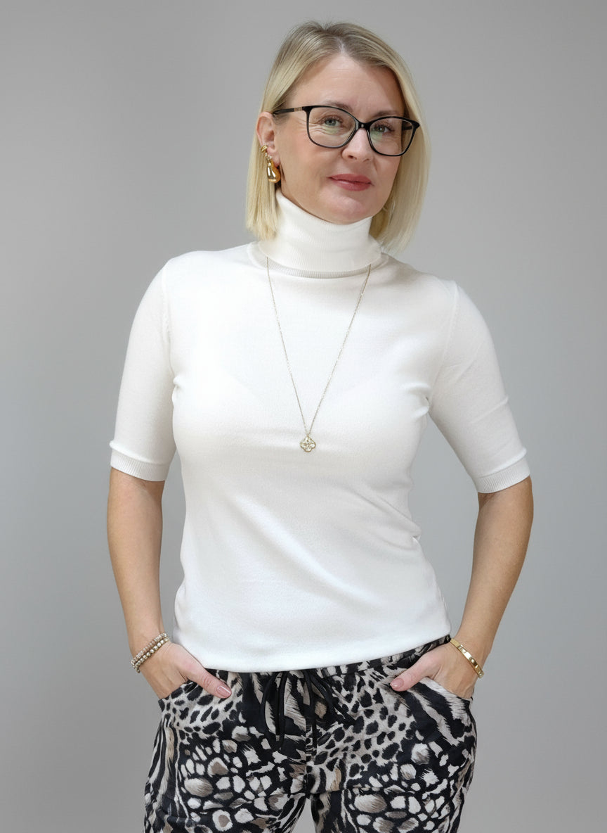 Leichter Unterziehpullover "Susi" mit kurzem Arm weiss (36-42)