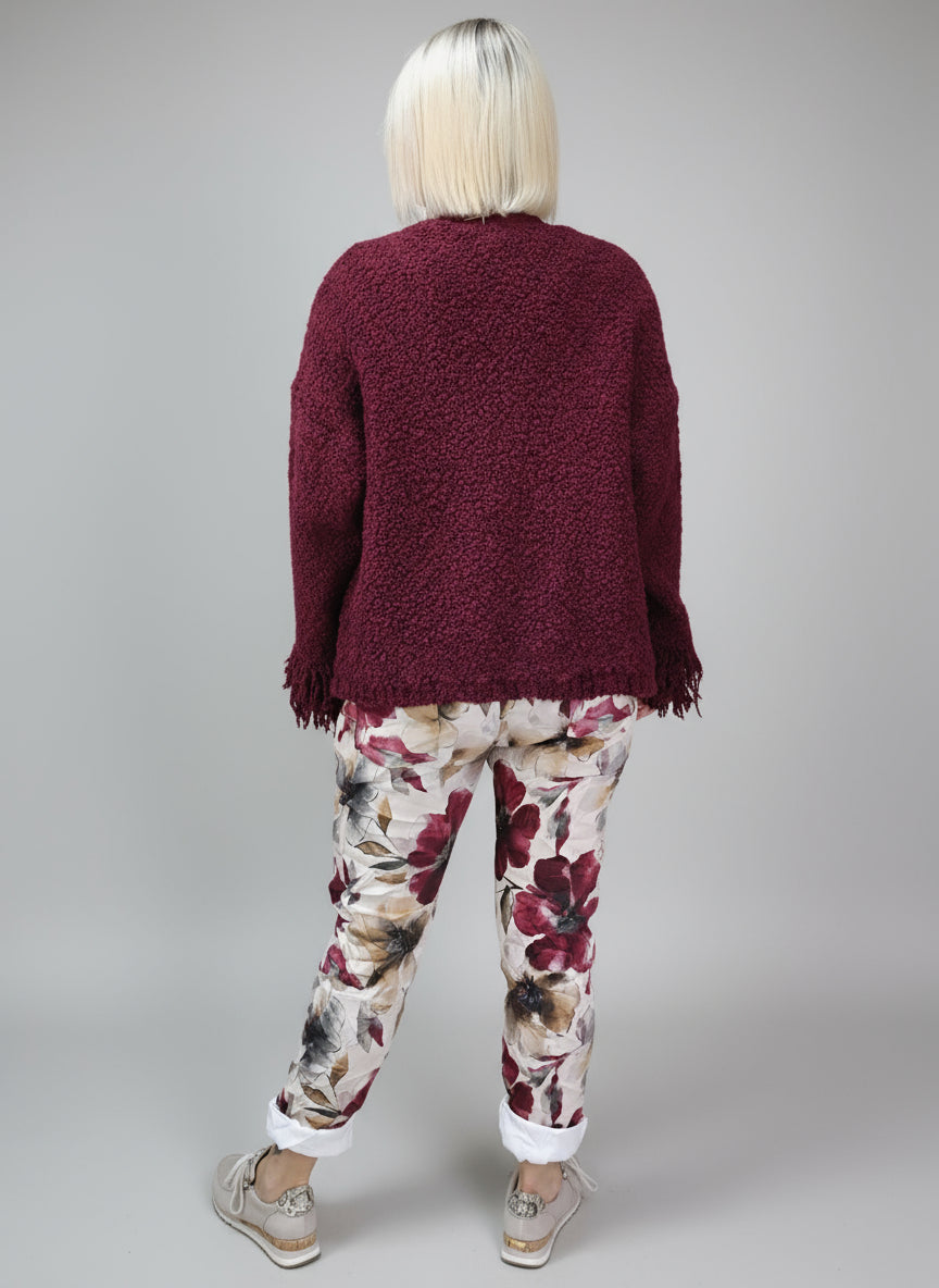 Fransen Strickjacke "Lina" in vino (36-42/44)