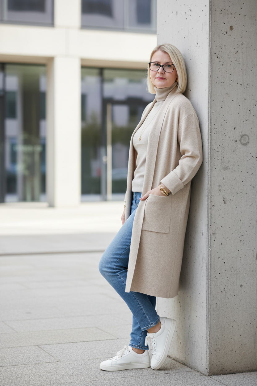 Weicher Cardigan Uni light camel (38-44)