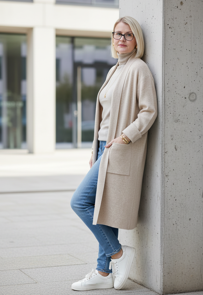 Weicher Cardigan Uni light camel (38-44)